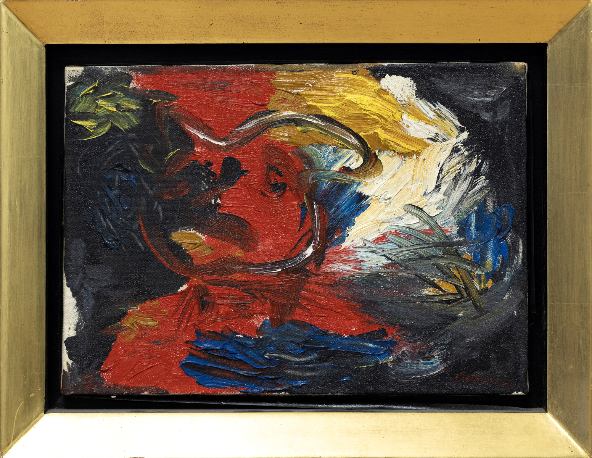 KAREL APPEL - Head in the Storm - oil on canvas - 10 x 14 1/4 in.