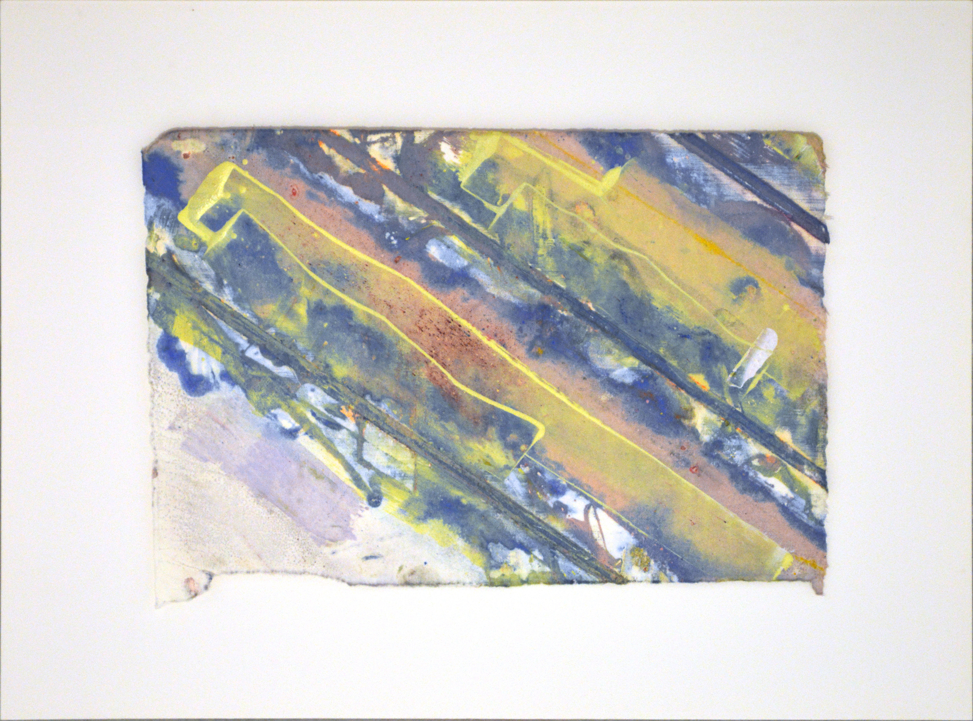 KENNETH NOLAND - Stripes - monotype on Japanese handmade paper mounted on board - 8 1/2 x 12 1/2 in.