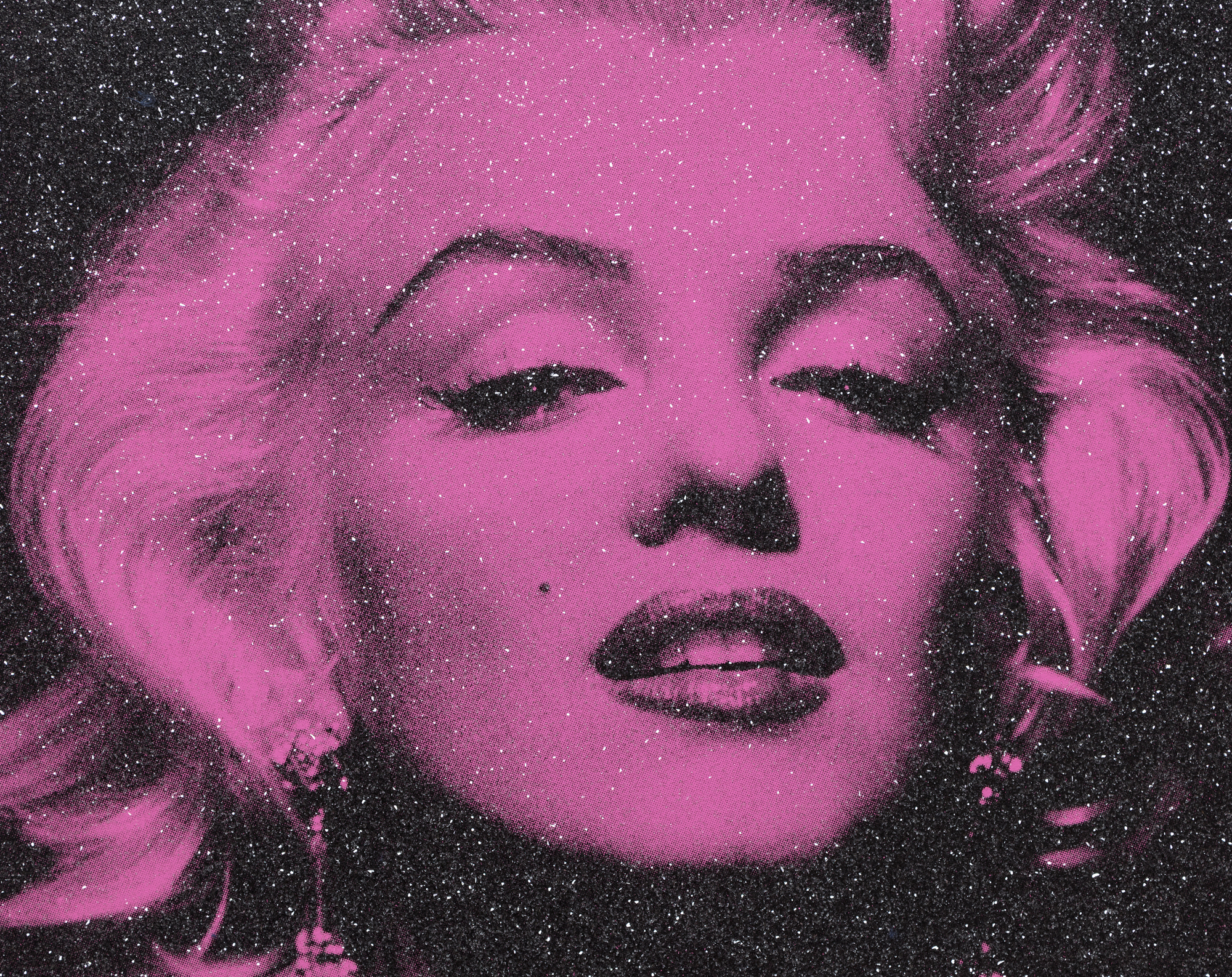 RUSSELL YOUNG - Marilyn Portrait - スクリーンプリント、リネン、ダイヤモンドダスト - 35 3/4 x 27 3/4 in.