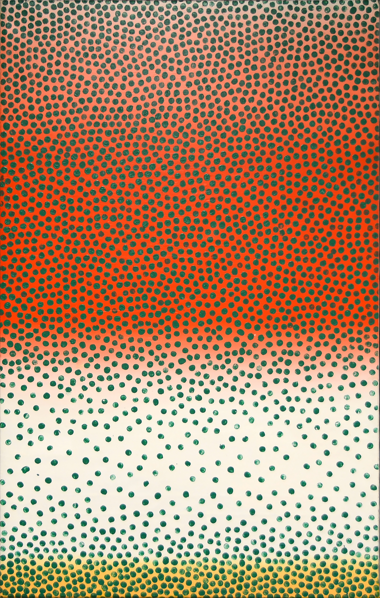 WOJCIECH FANGOR - Green Points - oil on canvas - 52 7/8 x 33 1/2 in.