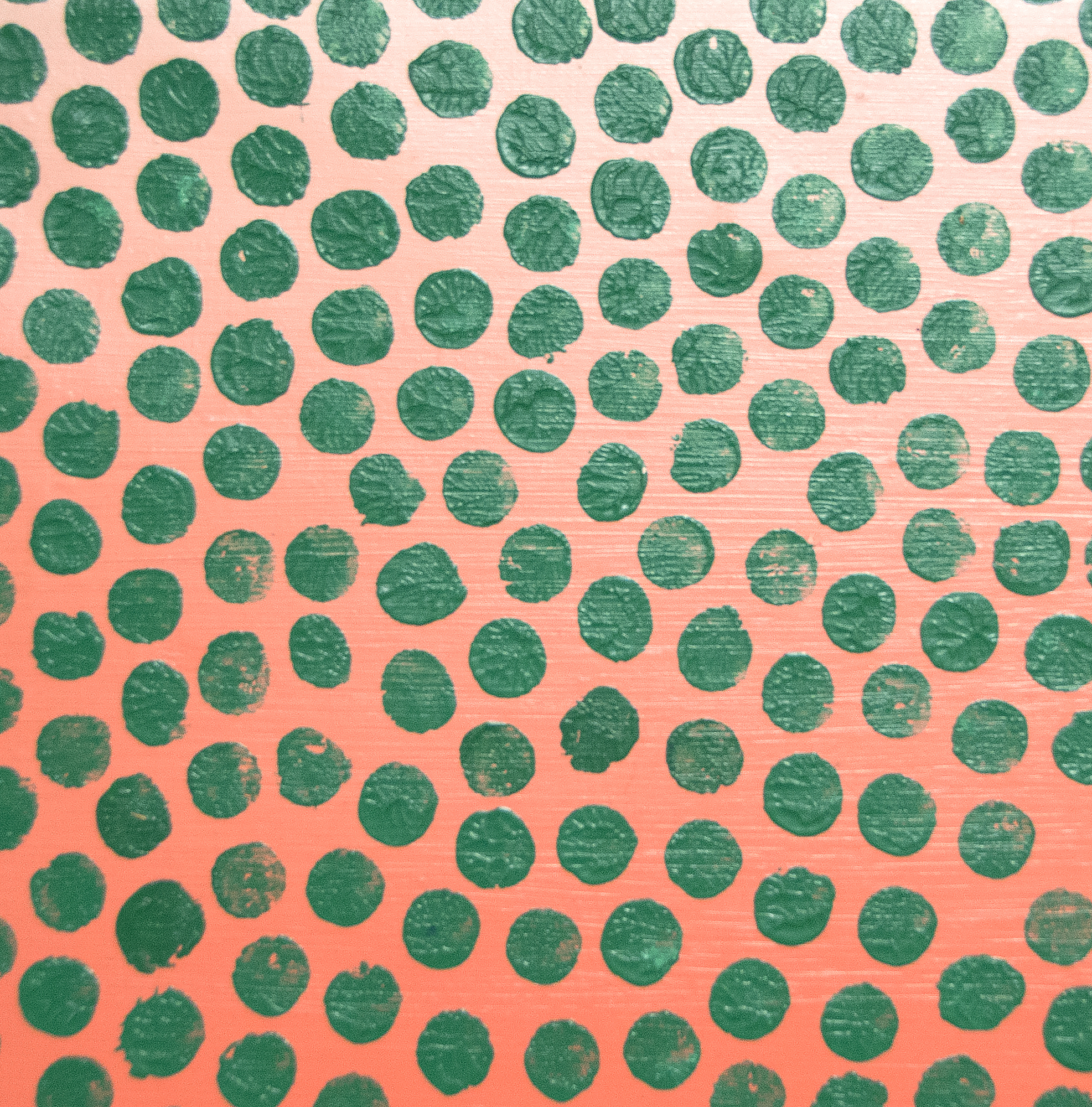 WOJCIECH FANGOR - Grüne Punkte - Öl auf Leinwand - 52 7/8 x 33 1/2 in.