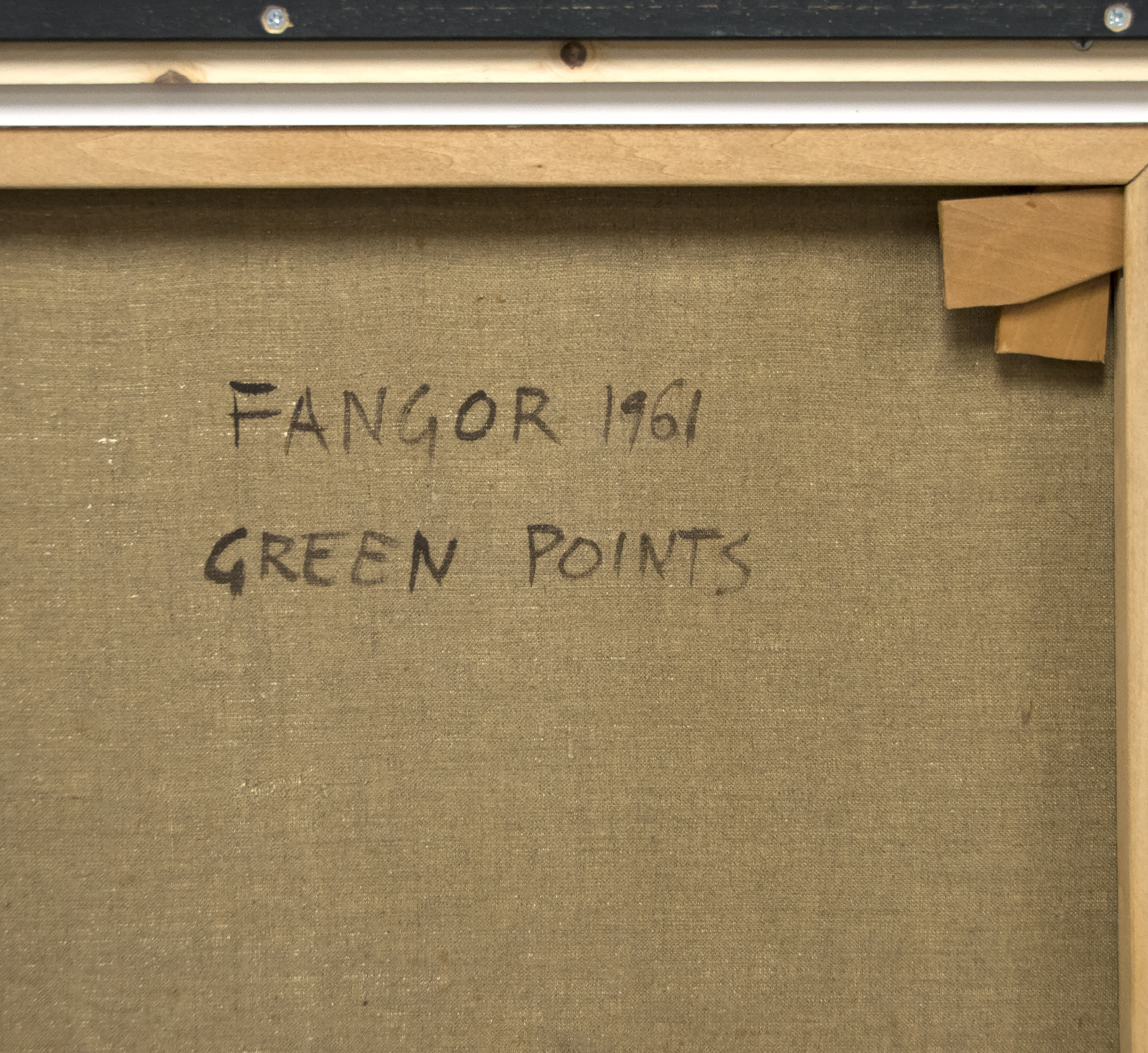 WOJCIECH FANGOR - Green Points - óleo sobre tela - 52 7/8 x 33 1/2 in.