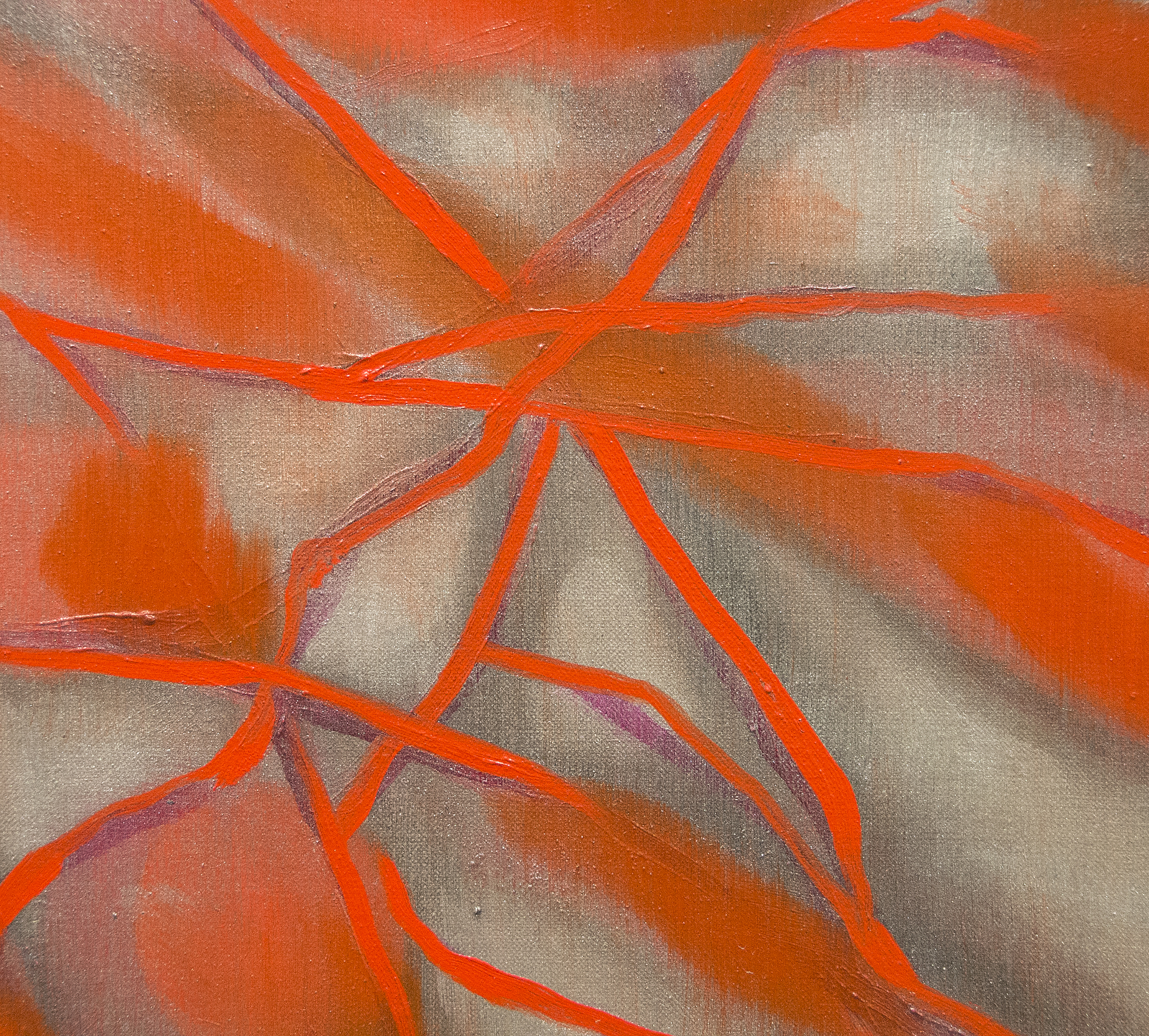 Ross Bleckner is a celebrated American painter whose works reference loss, memory, and change such as explorations of the cell during the AIDS epidemic or in response to his father’s cancer diagnosis. The 1965 MoMA exhibition that brought Op Art to the fore, The Responsive Eye and included artists Richard Anuszkiewicz, Tadasky, and Francis Celentano, had a profound influence on him as an artist. This painting, like his other immersive, large-scale works, elicit a powerful, hypnotic, dizzying effect. Aesthetically pleasing, Bleckner’s canvases explore perception – visual, emotional, physical, time. Bleckner is part of the same generation of and friends with Julian Schnabel, David Salle, Eric Fischl, and Peter Halley, all of whom returned painterly technique to the canvas.