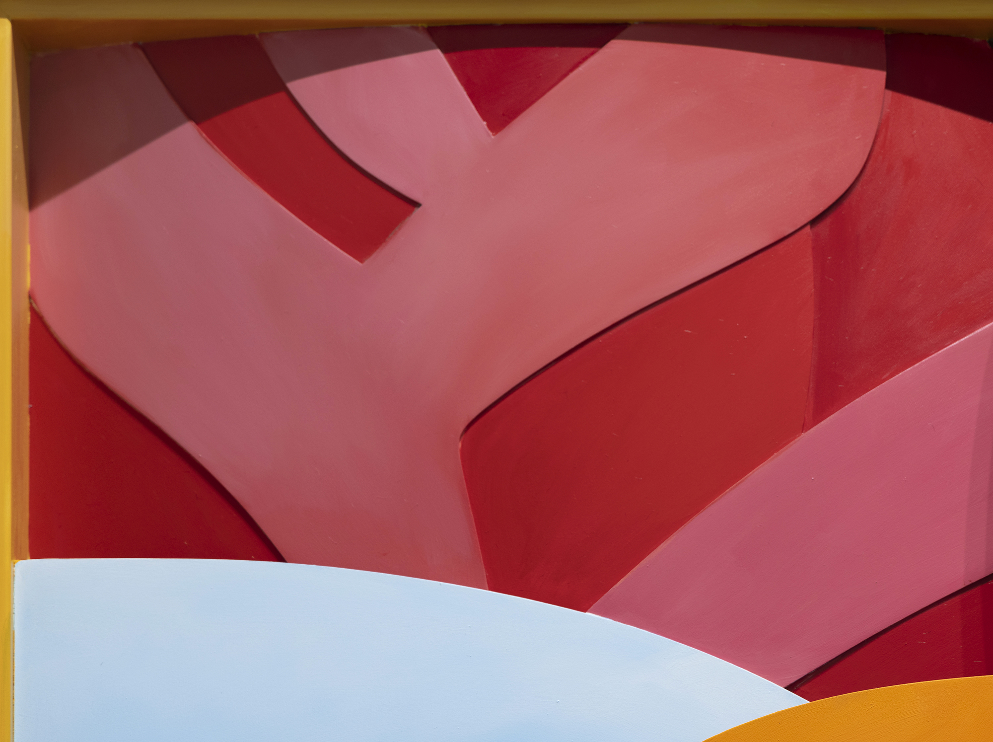 TOM WESSELMANN - Bedroom Breast Tom Wesselmann was a leader of the Pop Art movement. He is best remembered for large-scale works, including his Great American Nude series, in which Wesselmann combined sensual imagery with everyday objects depicted in bold and vibrant colors. As he developed in his practice, Wesselmann grew beyond the traditional canvas format and began creating shaped canvases and aluminum cut-outs that often functioned as sculptural drawings. Continuing his interest in playing with scale, Wesselmann began focusing more closely on the body parts that make up his nudes. He created his Mouth series and his Bedroom series in which particular elements, rather than the entire sitter, become the focus.
<br>
<br>Bedroom Breast (2004) combines these techniques, using vivid hues painted on cut-out aluminum. The work was a special commission for a private collector's residence, and the idea of a bedroom breast piece in oil on 3-D cut-out aluminum was one Wesselmann had been working with for many years prior to this work's creation. The current owner of the piece believed in Wesselmann's vision and loved the idea of bringing the subject to his home.
<br>
<br>It's one of, if not the last, piece Wesselmann completed before he passed away. The present work is the only piece of its kind - there has never been an oil on aluminum in 3D at this scale or of this iconography.