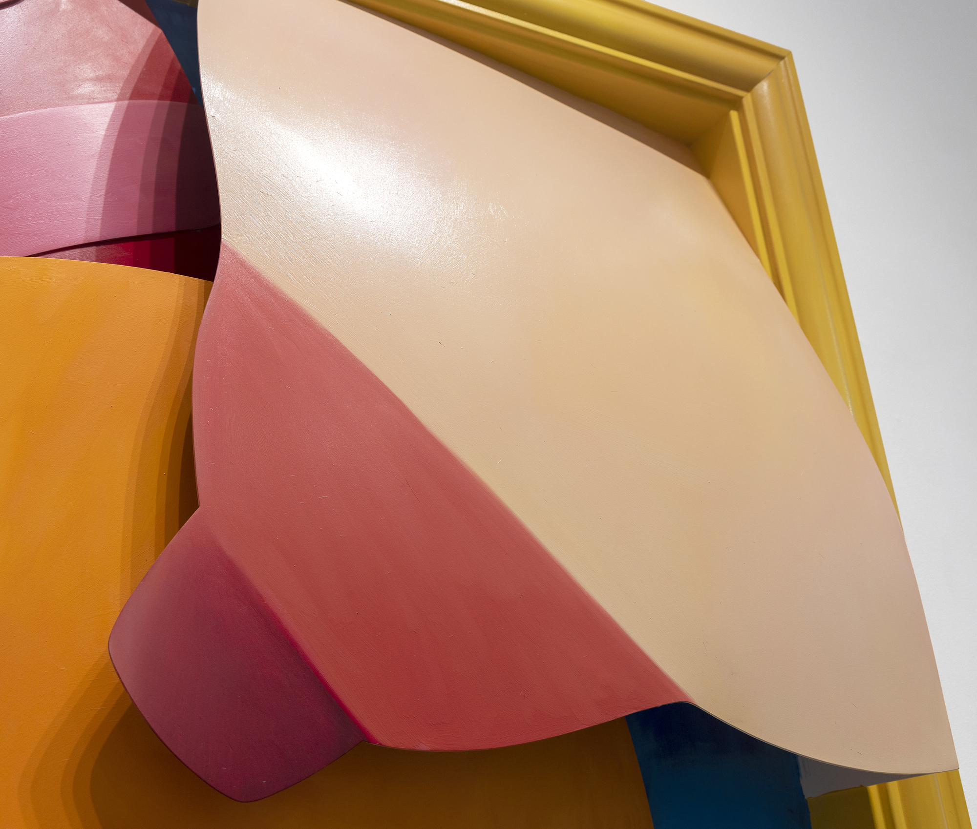TOM WESSELMANN - Bedroom Breast Tom Wesselmann was a leader of the Pop Art movement. He is best remembered for large-scale works, including his Great American Nude series, in which Wesselmann combined sensual imagery with everyday objects depicted in bold and vibrant colors. As he developed in his practice, Wesselmann grew beyond the traditional canvas format and began creating shaped canvases and aluminum cut-outs that often functioned as sculptural drawings. Continuing his interest in playing with scale, Wesselmann began focusing more closely on the body parts that make up his nudes. He created his Mouth series and his Bedroom series in which particular elements, rather than the entire sitter, become the focus.
<br>
<br>Bedroom Breast (2004) combines these techniques, using vivid hues painted on cut-out aluminum. The work was a special commission for a private collector's residence, and the idea of a bedroom breast piece in oil on 3-D cut-out aluminum was one Wesselmann had been working with for many years prior to this work's creation. The current owner of the piece believed in Wesselmann's vision and loved the idea of bringing the subject to his home.
<br>
<br>It's one of, if not the last, piece Wesselmann completed before he passed away. The present work is the only piece of its kind - there has never been an oil on aluminum in 3D at this scale or of this iconography.