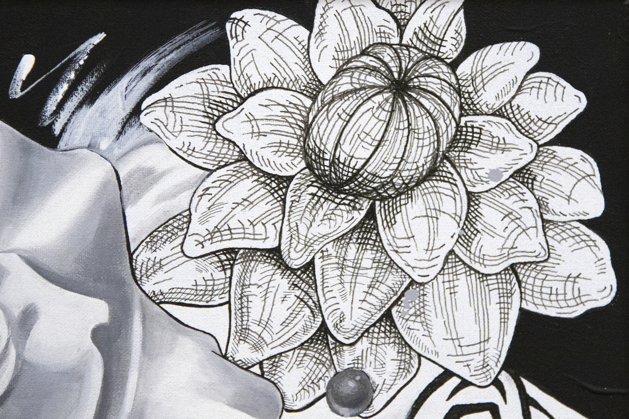 PENELOPE GOTTLIEB - Byttneria ivorensis (EX) - acrylic and ink on canvas - 40 x 28 in.