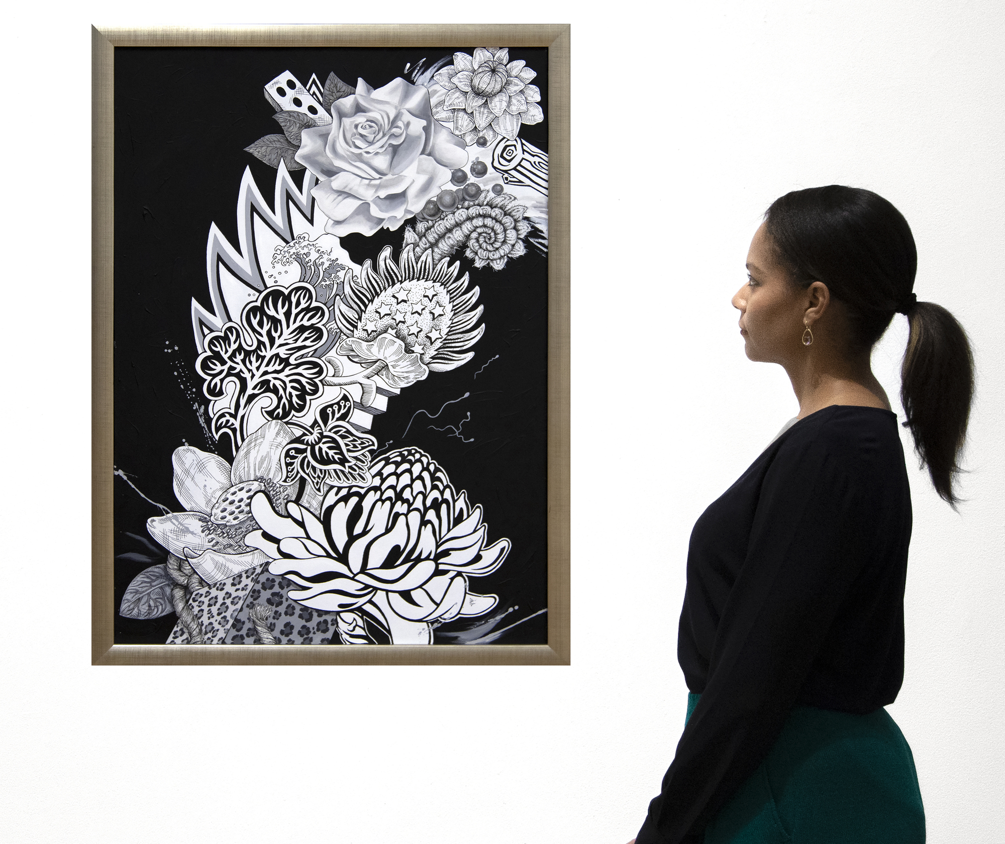 PENELOPE GOTTLIEB - Byttneria ivorensis (EX) - acrylic and ink on canvas - 40 x 28 in.