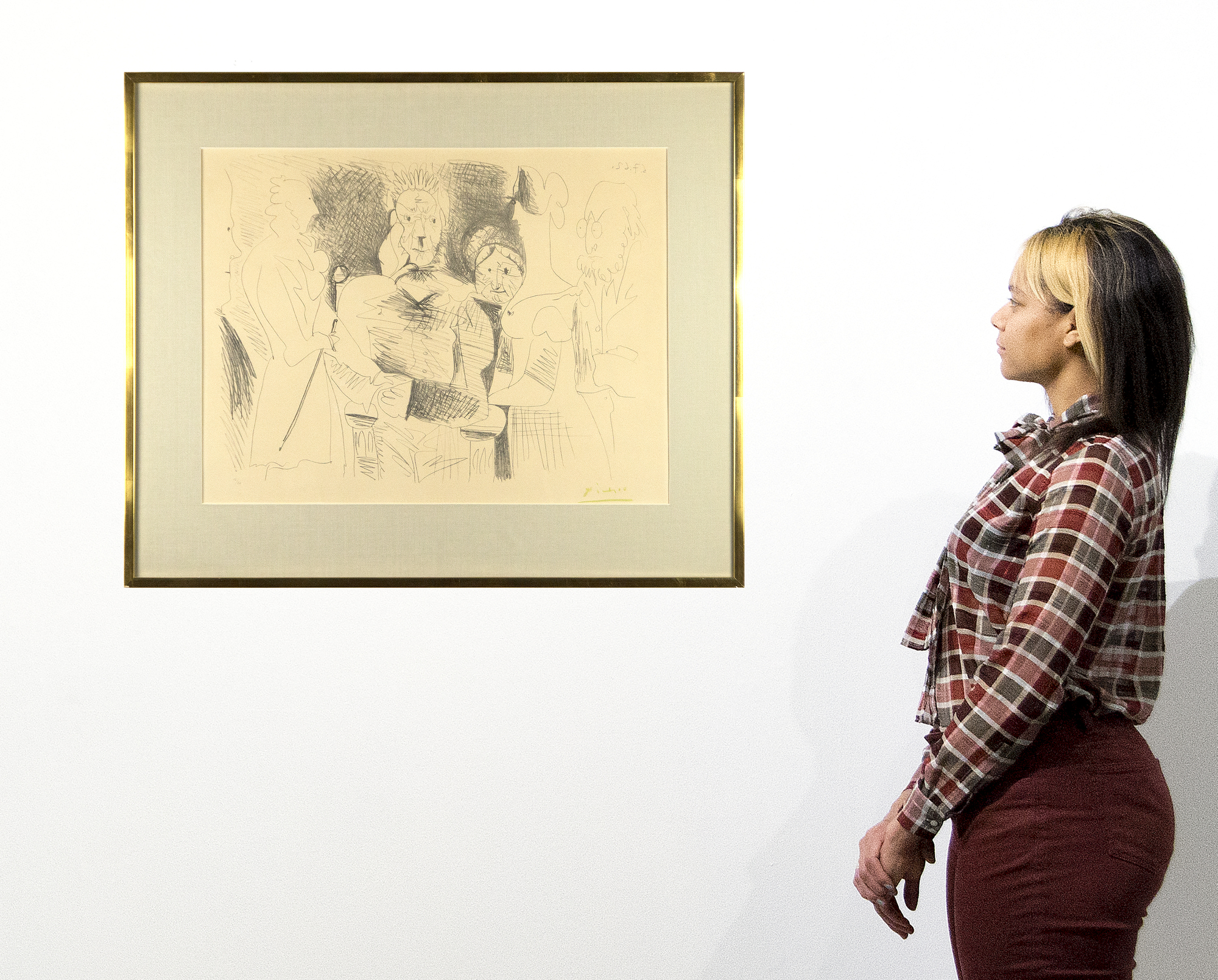 PABLO PICASSO - Portrait de Famille, Sechs Personen - Lithographie - 18 1/4 x 25 3/4 in.