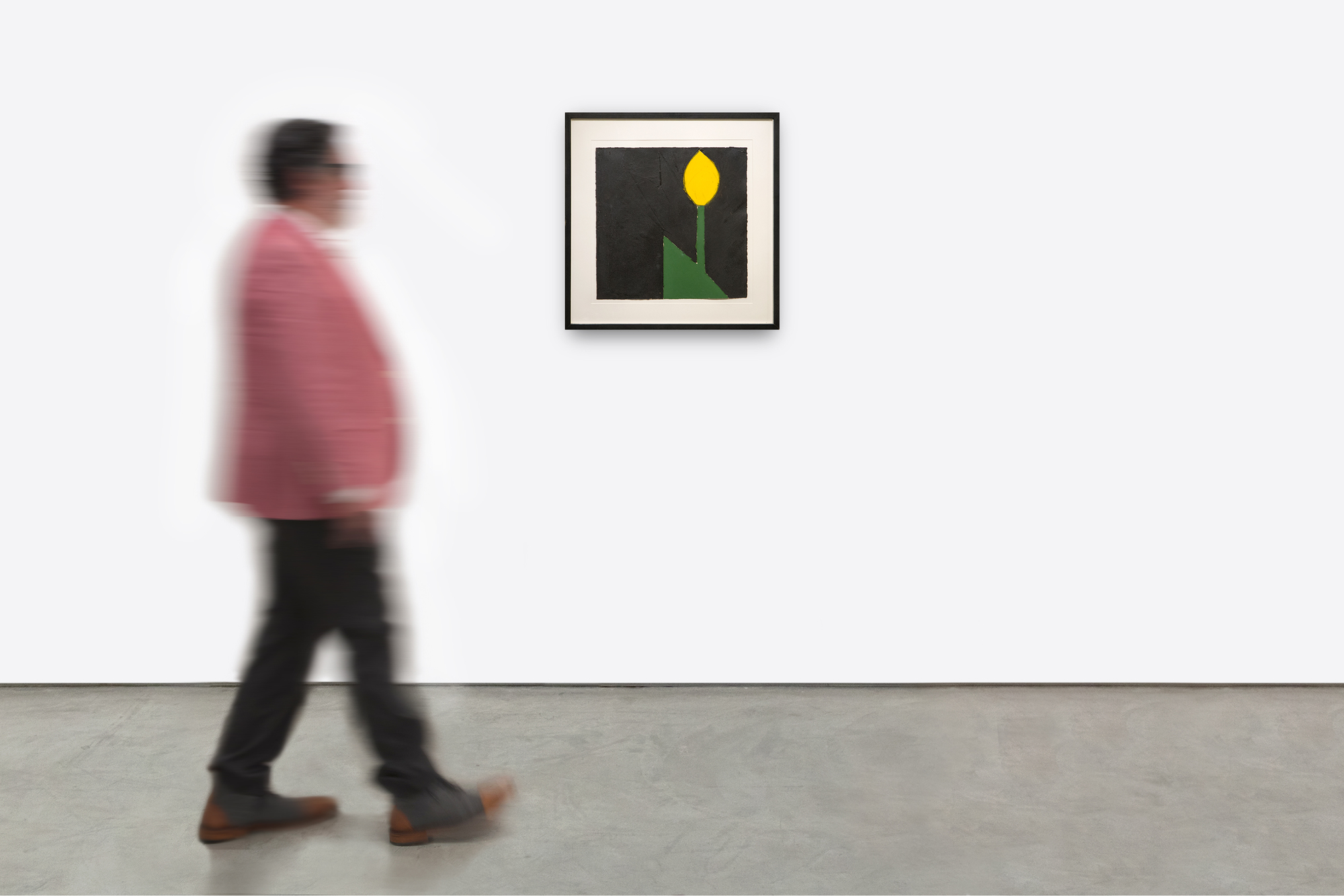 DONALD SULTAN - Yellow Tulip No. 18 - oil and tar on paper - 20 x 20 in.