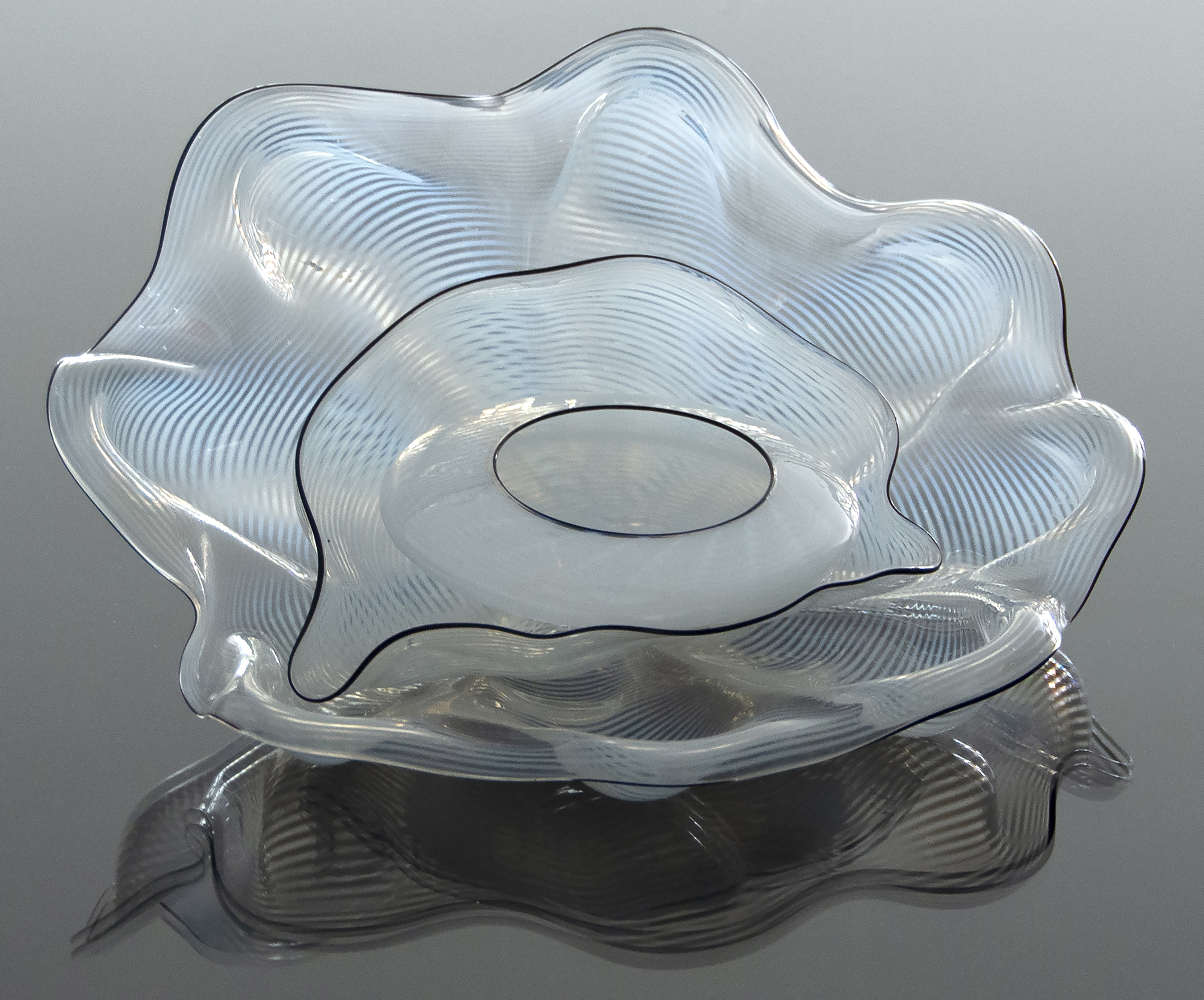 DALE CHIHULY - White Seaform with Black Lip Wraps DALE CHIHULY - White Seaform with Black Lip Wraps - blown glass - 5 x 11 1/4 x 9 1/2 in.