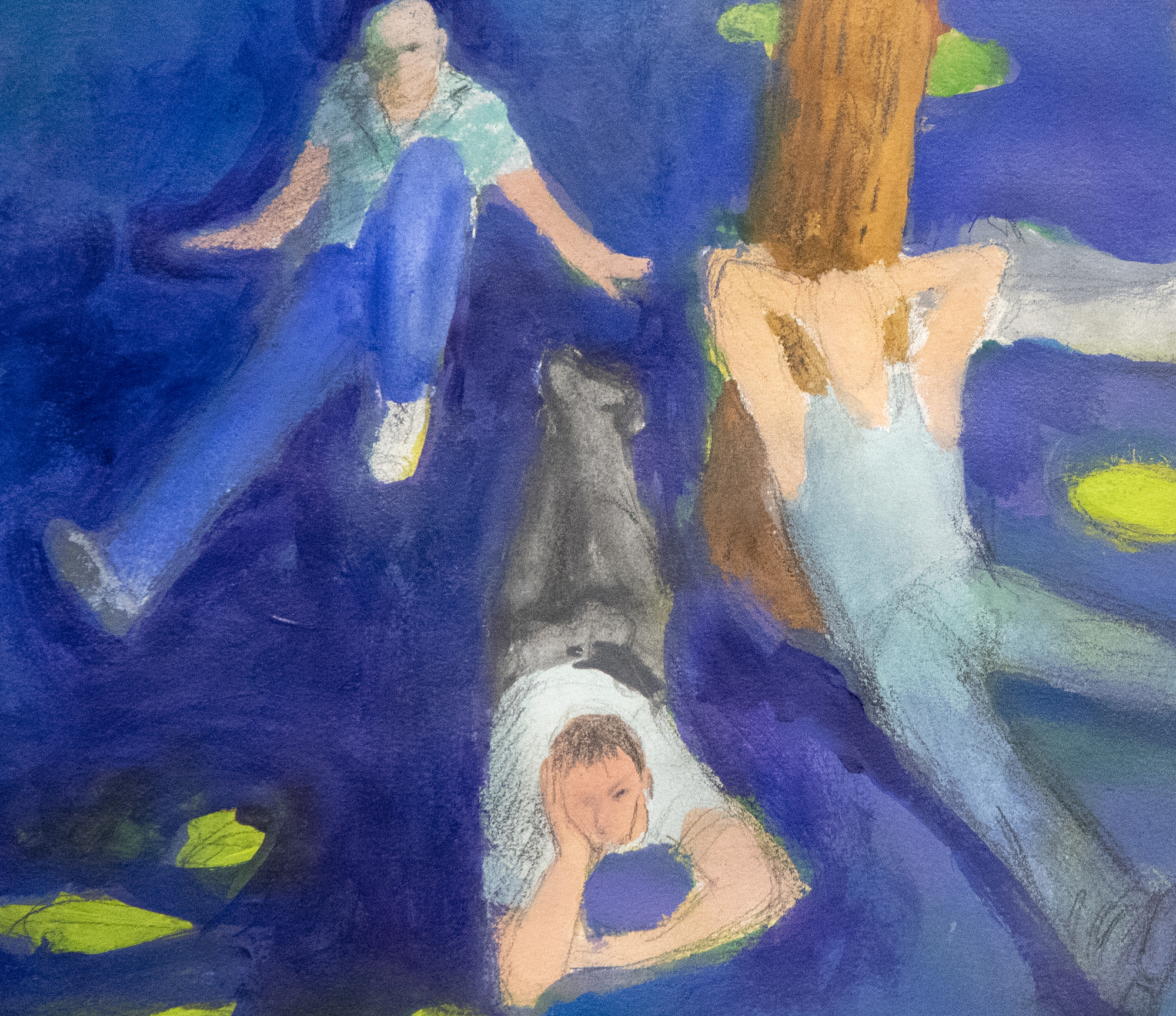 PAUL WONNER - Park with Figures Around a Tree PAUL WONNER - Parc avec figurines autour d'un arbre - acrylique et crayon sur papier - 22 1/4 x 30 po.