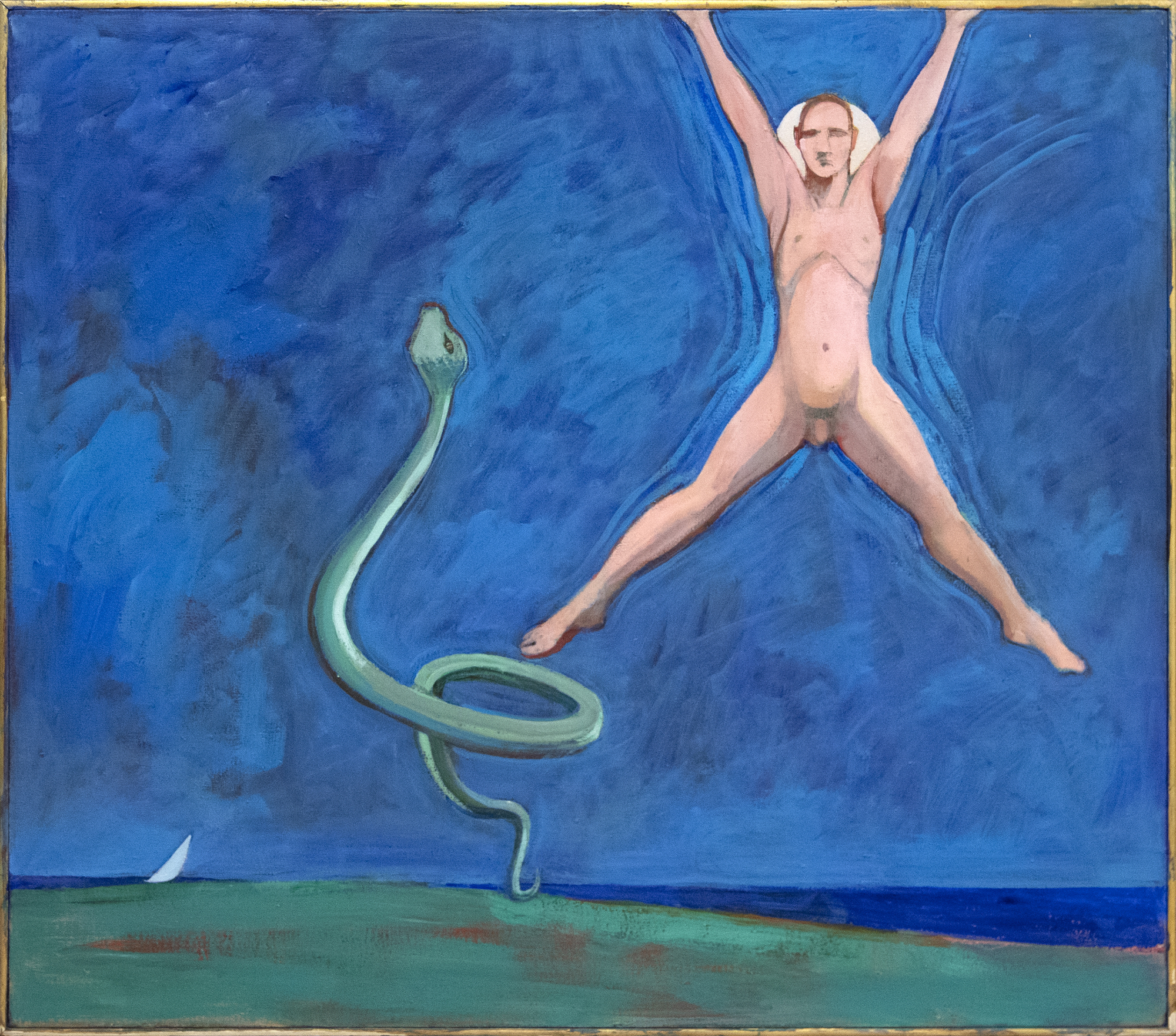 WILLIAM THEOPHILUS BROWN - Untitled (Painting with Jumping Man and Snake) WILLIAM THEOPHILUS BROWN - Untitled (Painting with Jumping Man and Snake) - acrylic on canvas - 38 x 42 in.