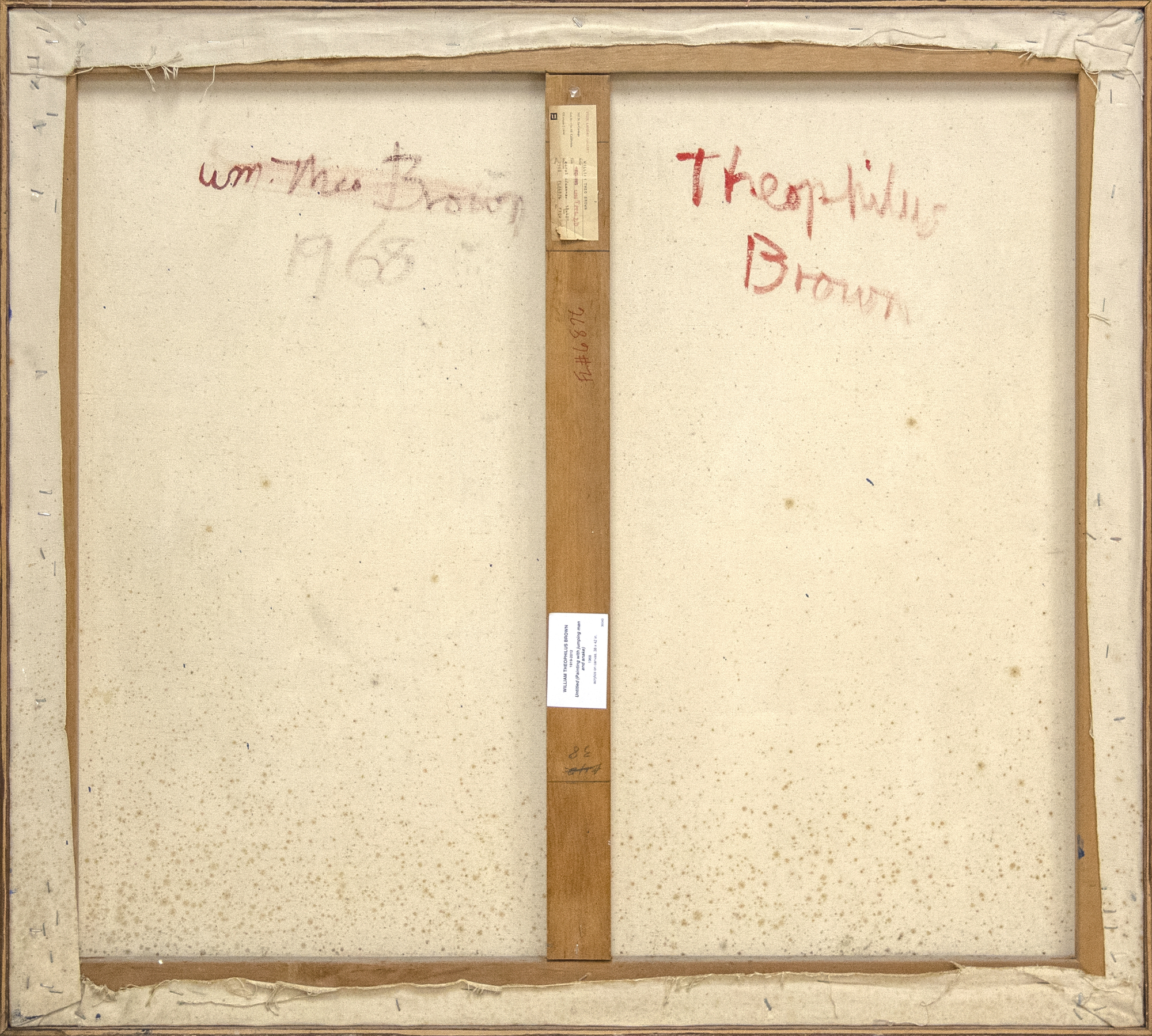 WILLIAM THEOPHILUS BROWN - Untitled (Painting with Jumping Man and Snake) وليام ثيوفيلوس براون-بدون عنوان (اللوحة مع القفز الرجل والثعبان)-الأكريليك علي قماش-38 x 42 في.