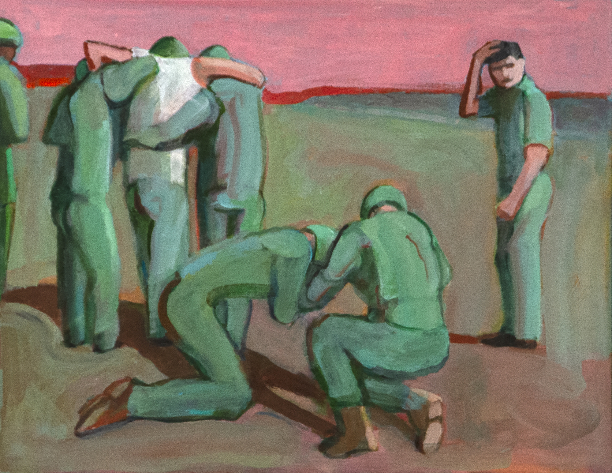 WILLIAM THEOPHILUS BROWN - Untitled (Soldiers) - acrylic on canvas - 14 x 18 in.