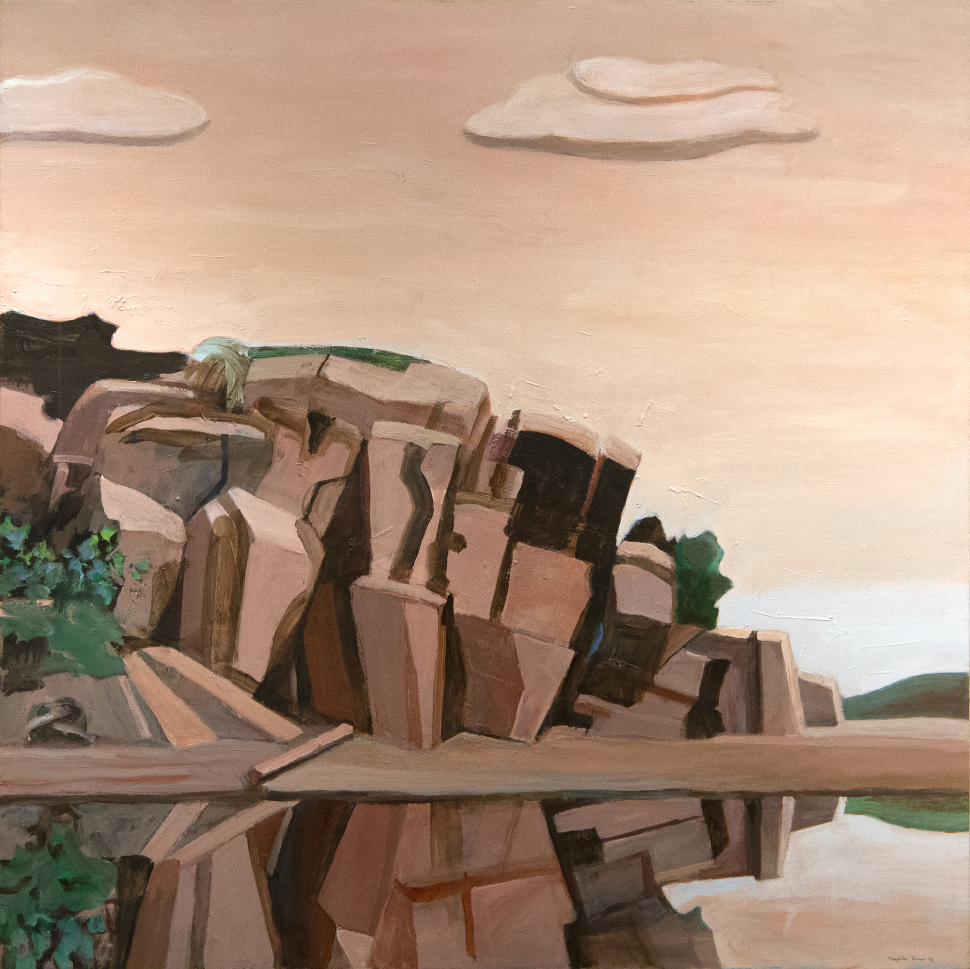 ウィリアム・テオフィラス・ブラウン - 岩のある風景 - キャンバスにアクリル - 48 x 48インチ。