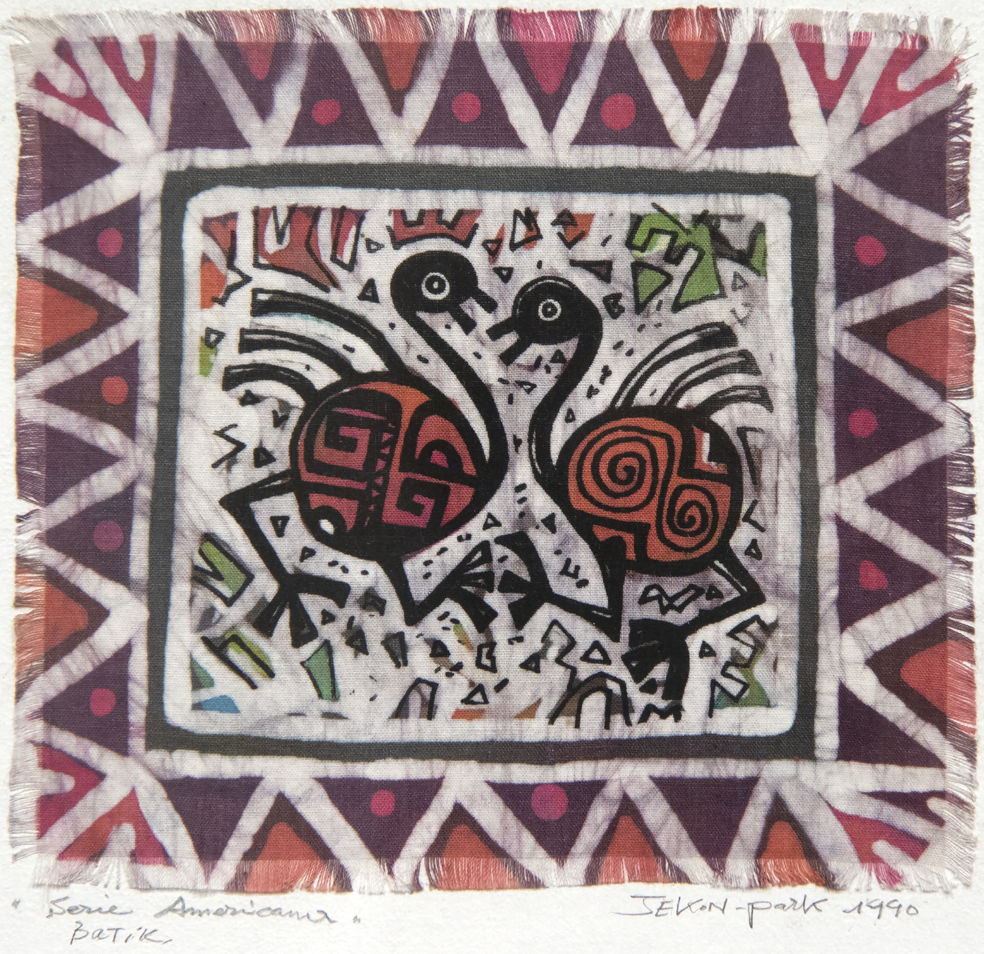 JAE KON PARK - America Series JAE KON PARK - America Series - batik on fabric - 6 1/2 x 6 3/4 in.