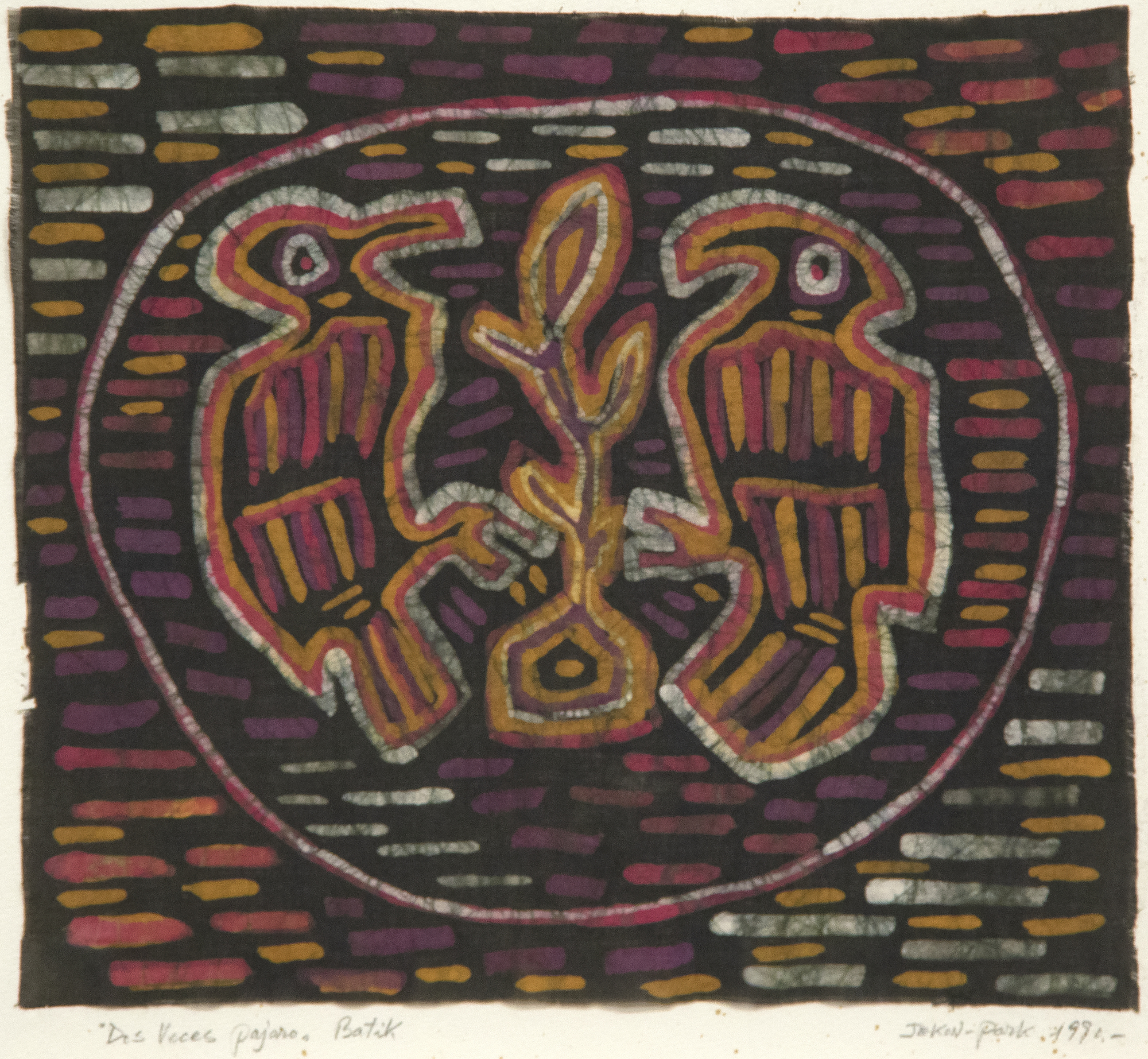 JAE KON PARK - Twice-drawn Bird JAE KON PARK - Twice-drawn Bird - batik on fabric - 10 1/2 x 12 in.