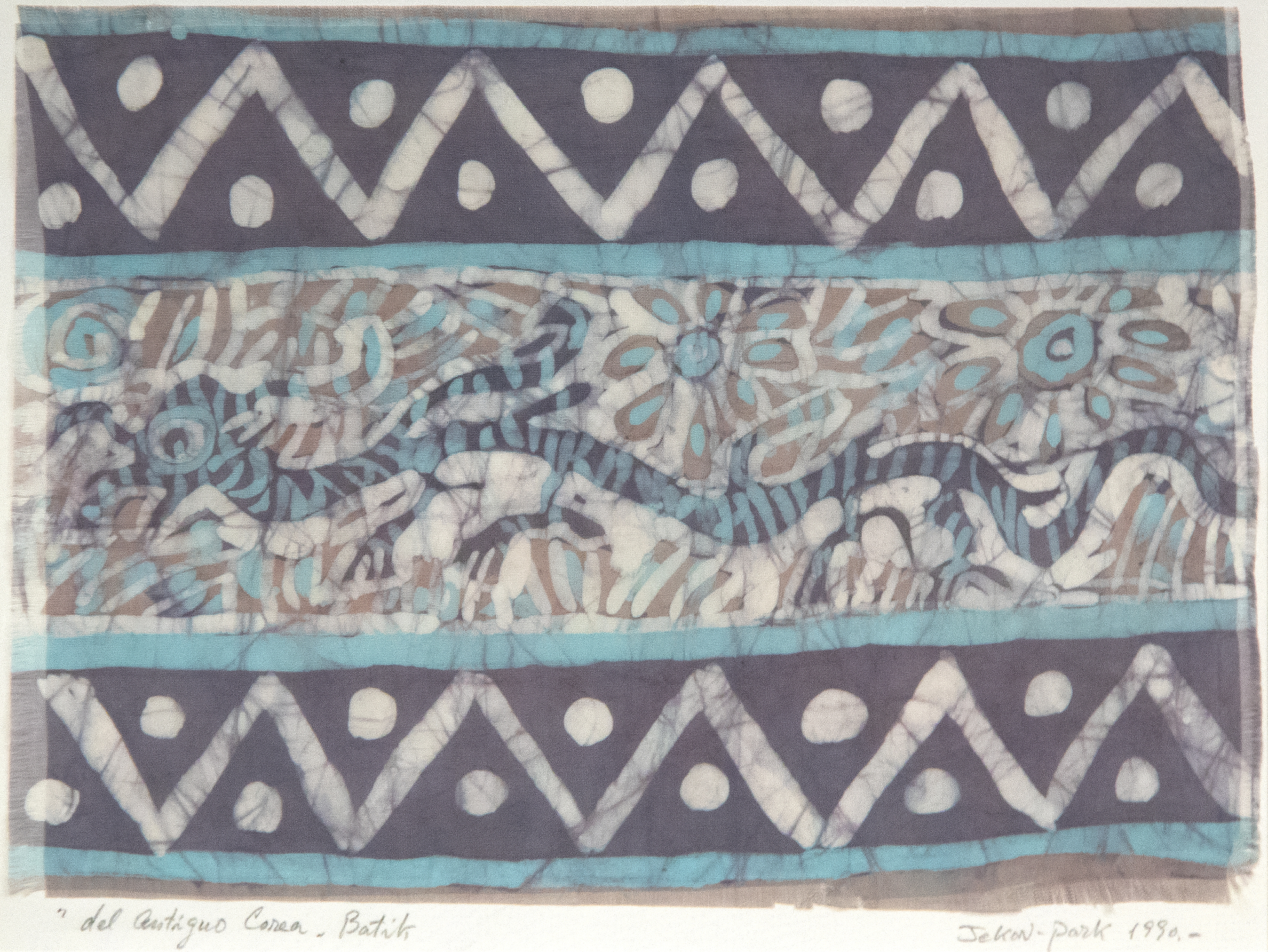 JAE KON PARK - About Ancient Korea JAE KON PARK - About Ancient Korea - batik on fabric - 9 1/4 x 13 in.