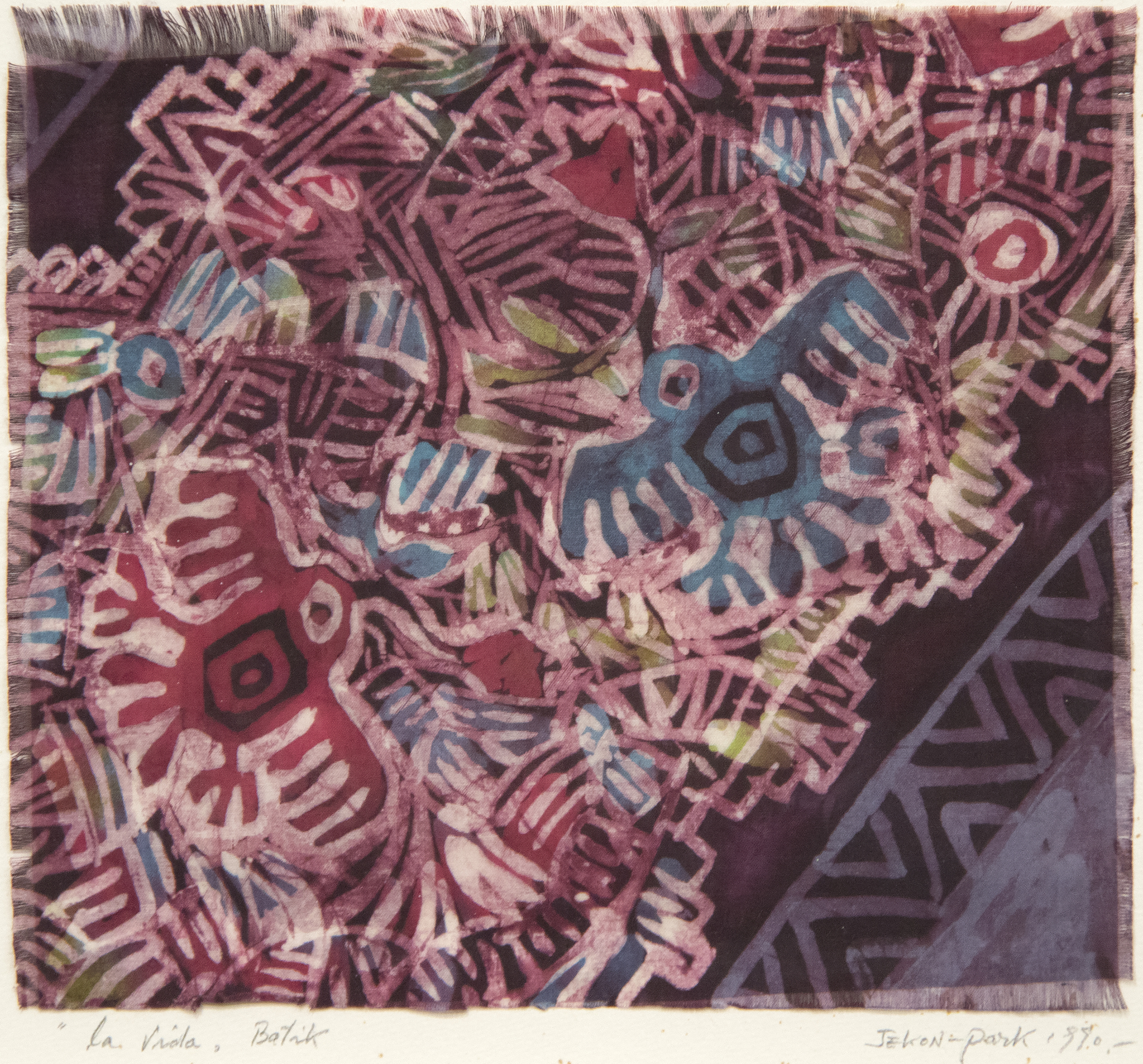 JAE KON PARK - Life JAE KON PARK - Life - batik on fabric - 9 1/2 x 10 3/4 in.