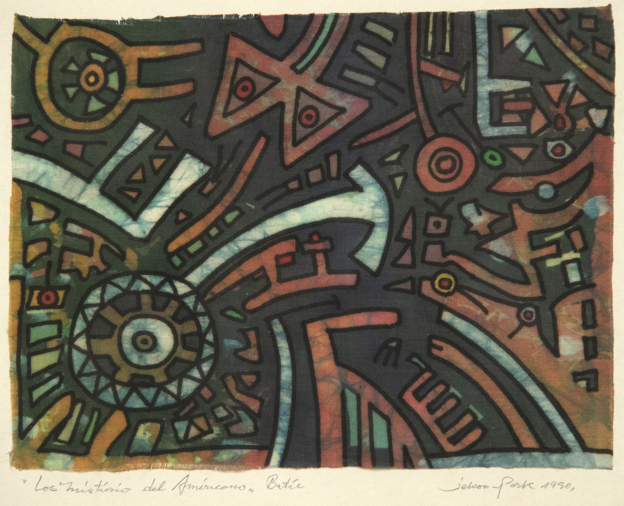 JAE KON PARK - The Mystery of America JAE KON PARK - The Mystery of America - batik on fabric - 6 x 8 1/4 in.