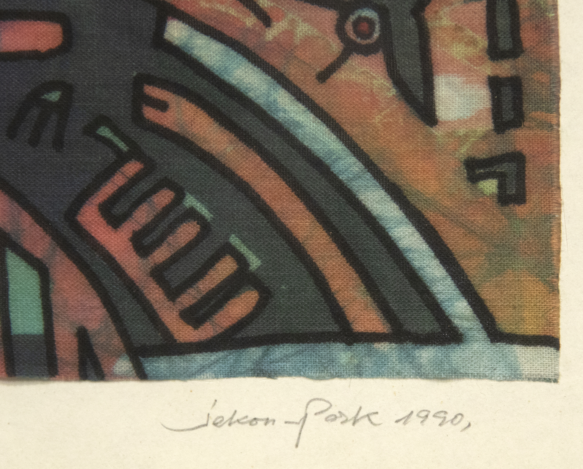 JAE KON PARK - The Mystery of America JAE KON PARK - The Mystery of America - batik on fabric - 6 x 8 1/4 in.