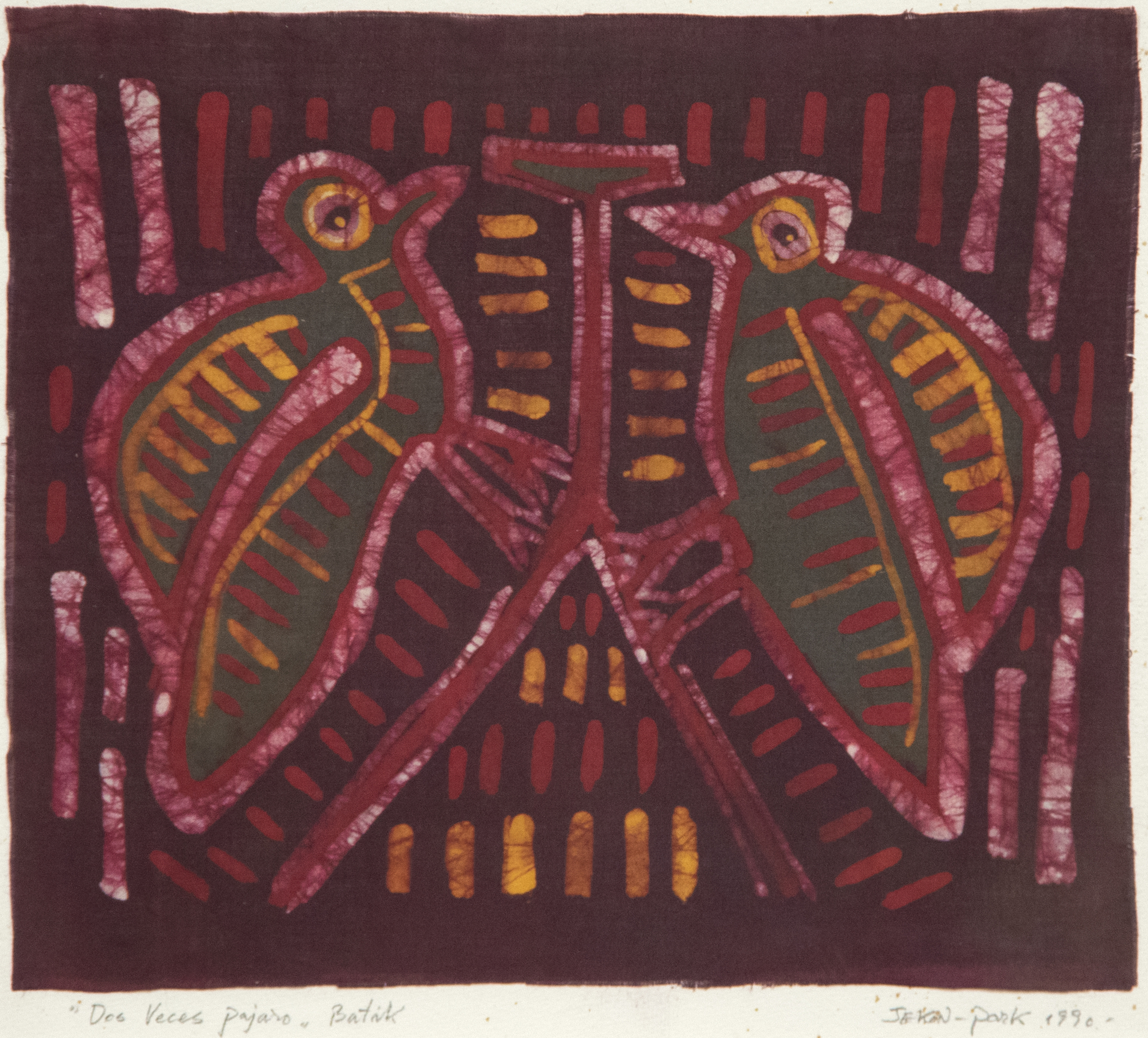JAE KON PARK - Twice-drawn Bird JAE KON PARK - Twice-drawn Bird - batik on fabric - 10 1/2 x 12 in.