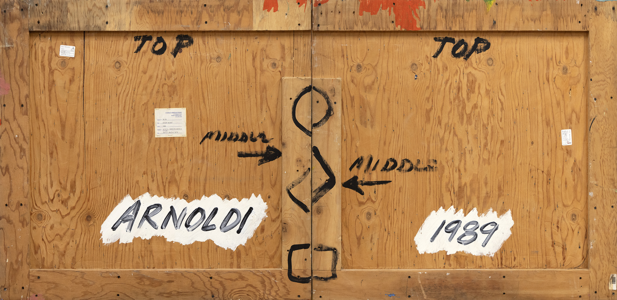 CHARLES ARNOLDI - Sticky Wicket تشارلز ARNOLDI -- لزجة الويكيت -- الاكريليك ، ومعجون النمذجة والعصي على الخشب الرقائقي -- 44 1 / 4 × 91 × 3 في.