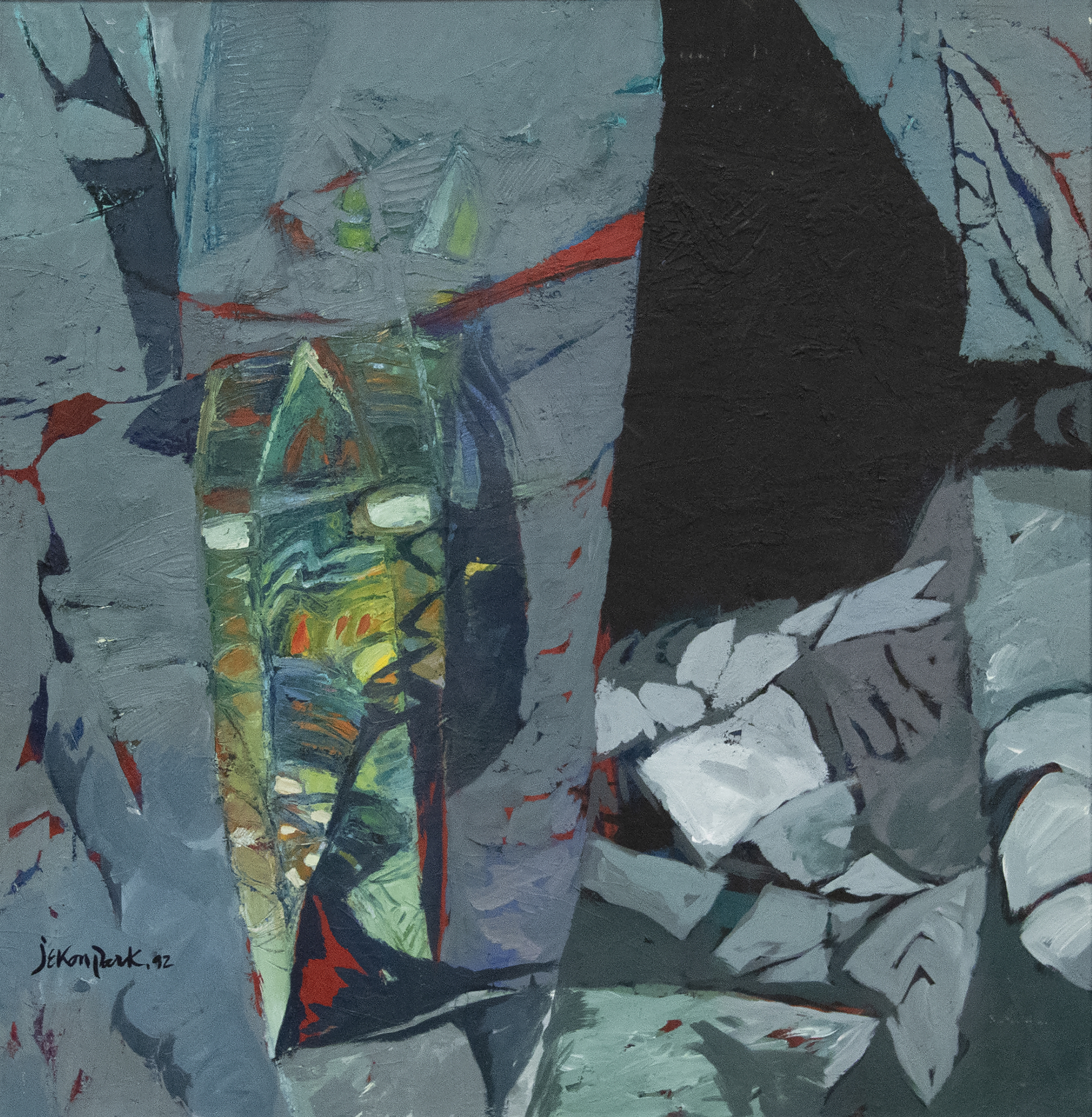 JAE KON PARK - 無題 - キャンバスに油彩 - 35 x 33 7/8インチ。