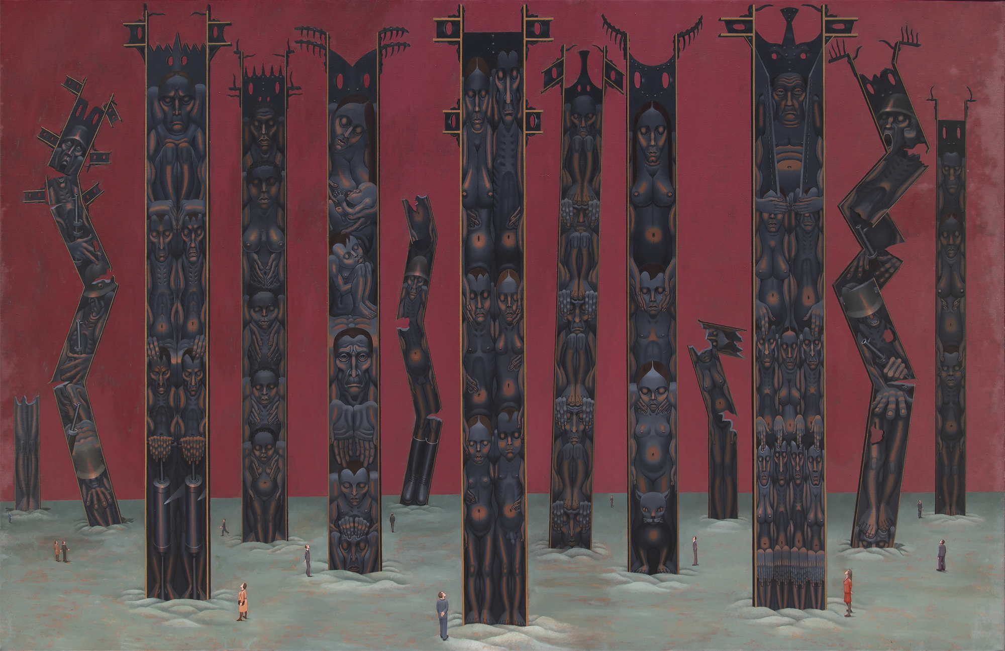 IRVING NORMAN - Totems אירווינג נורמן - טוטמים - שמן על בד - 72 x 110 אינץ'.