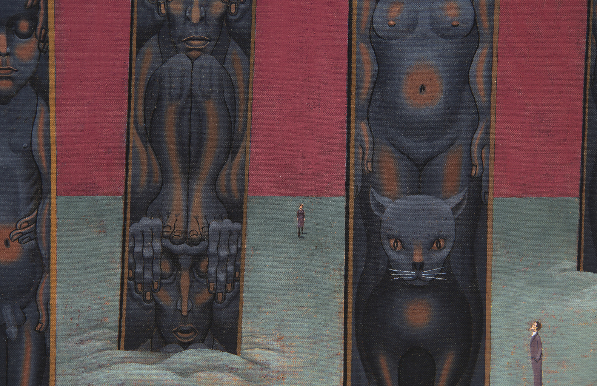 IRVING NORMAN - Totems אירווינג נורמן - טוטמים - שמן על בד - 72 x 110 אינץ'.