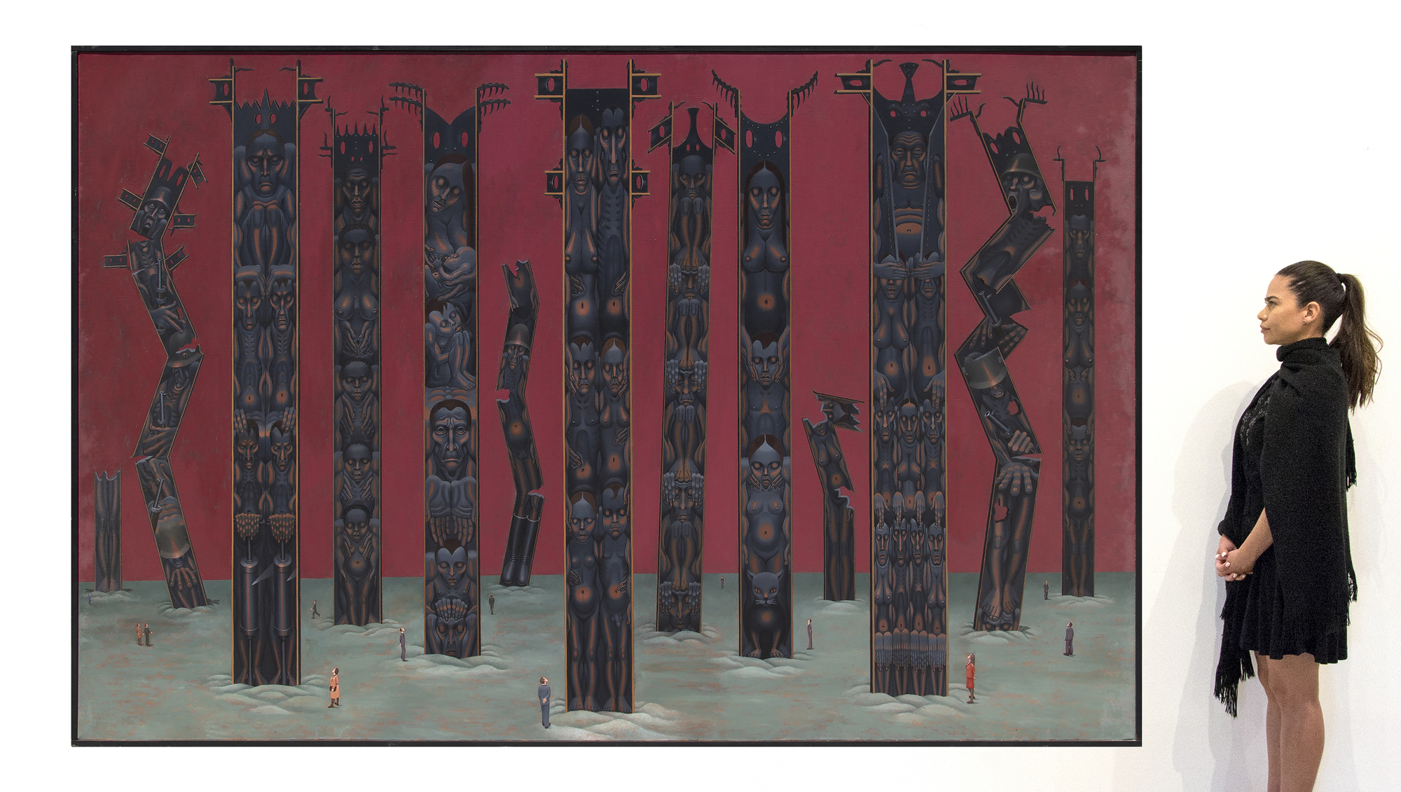 IRVING NORMAN - Totems אירווינג נורמן - טוטמים - שמן על בד - 72 x 110 אינץ'.