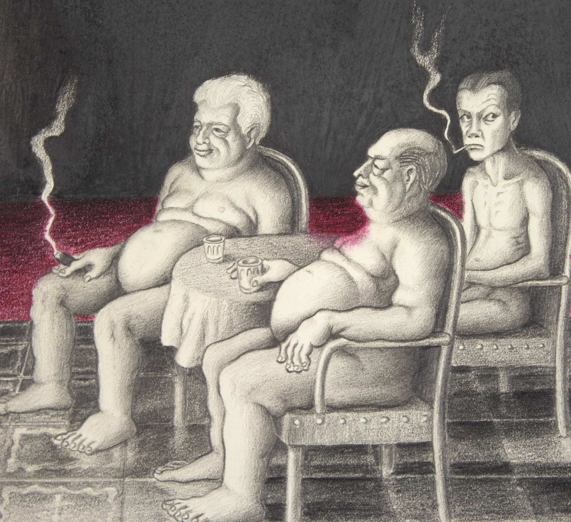 IRVING NORMAN - Striptease IRVING NORMAN - Striptease - pencil and colored pencil on paper - 30 x 20 in.