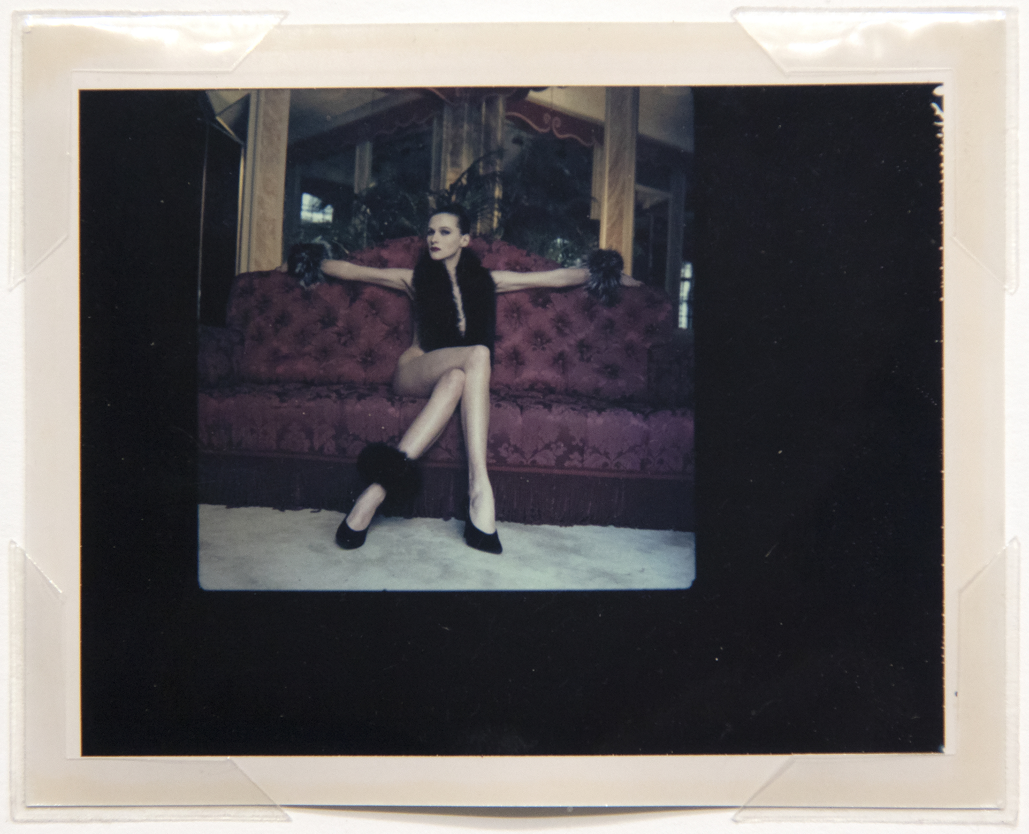 HELMUT NEWTON - Y.S.L. Fur, Av. Marceau, in the Salon - Polaroid - 3 3/8 X 4 1/4 in.