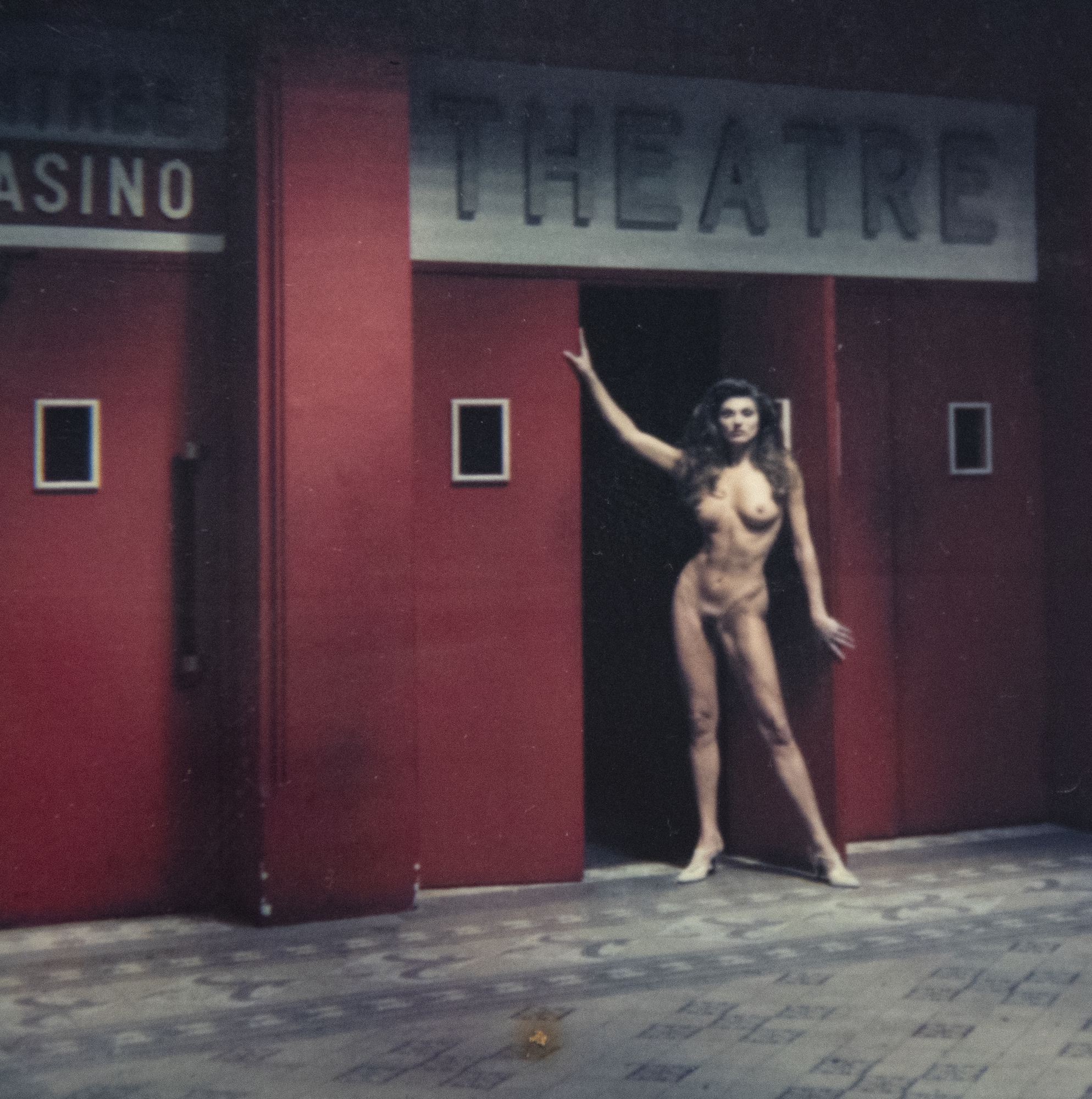 HELMUT NEWTON - Nude in Theatre Doorway - Polaroid - 3 3/8 x 4 1/4 in.