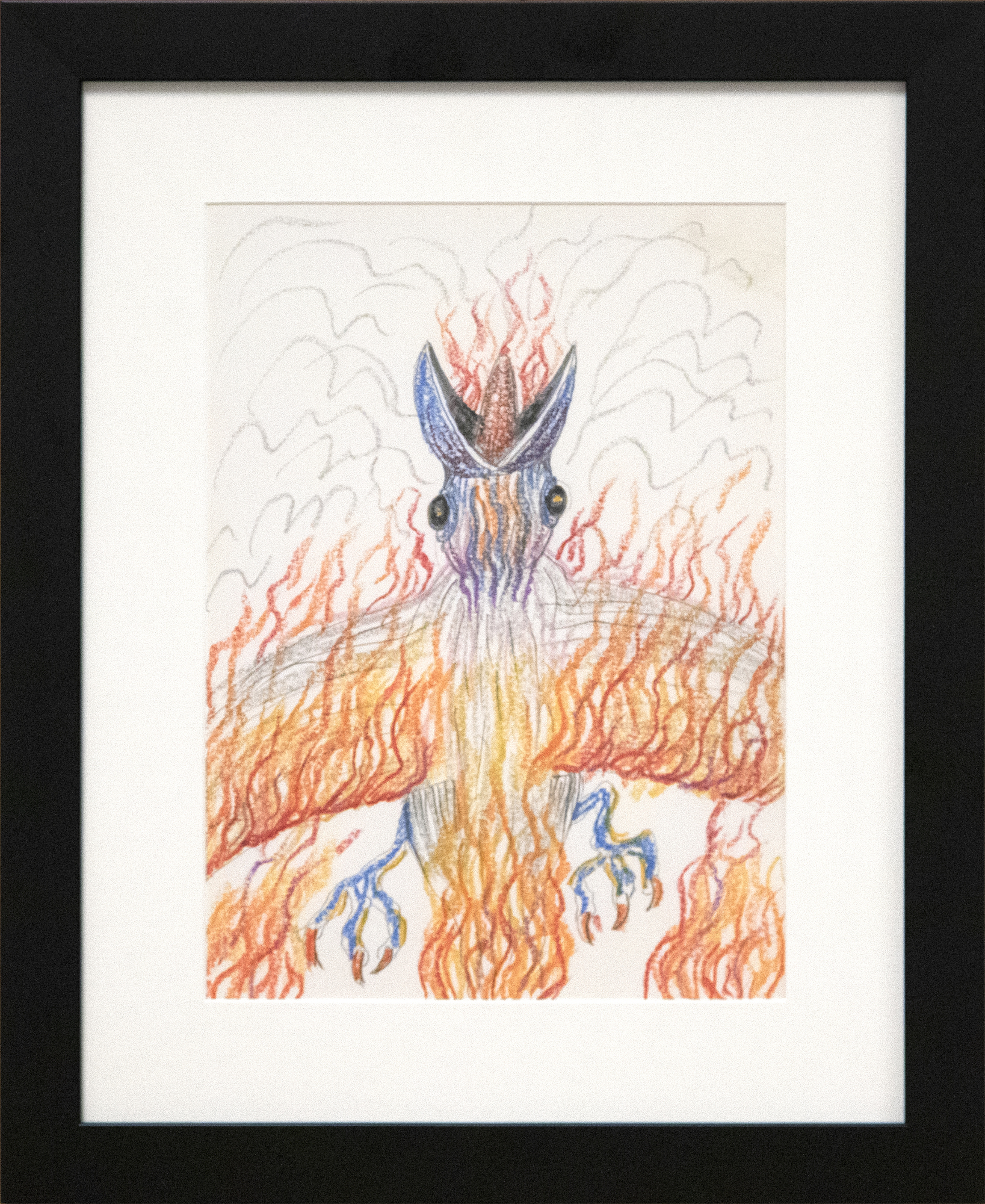 IRVING NORMAN - Untitled (Fire Bird) - graphite and crayon on paper - 12 x 8 7/8 in.