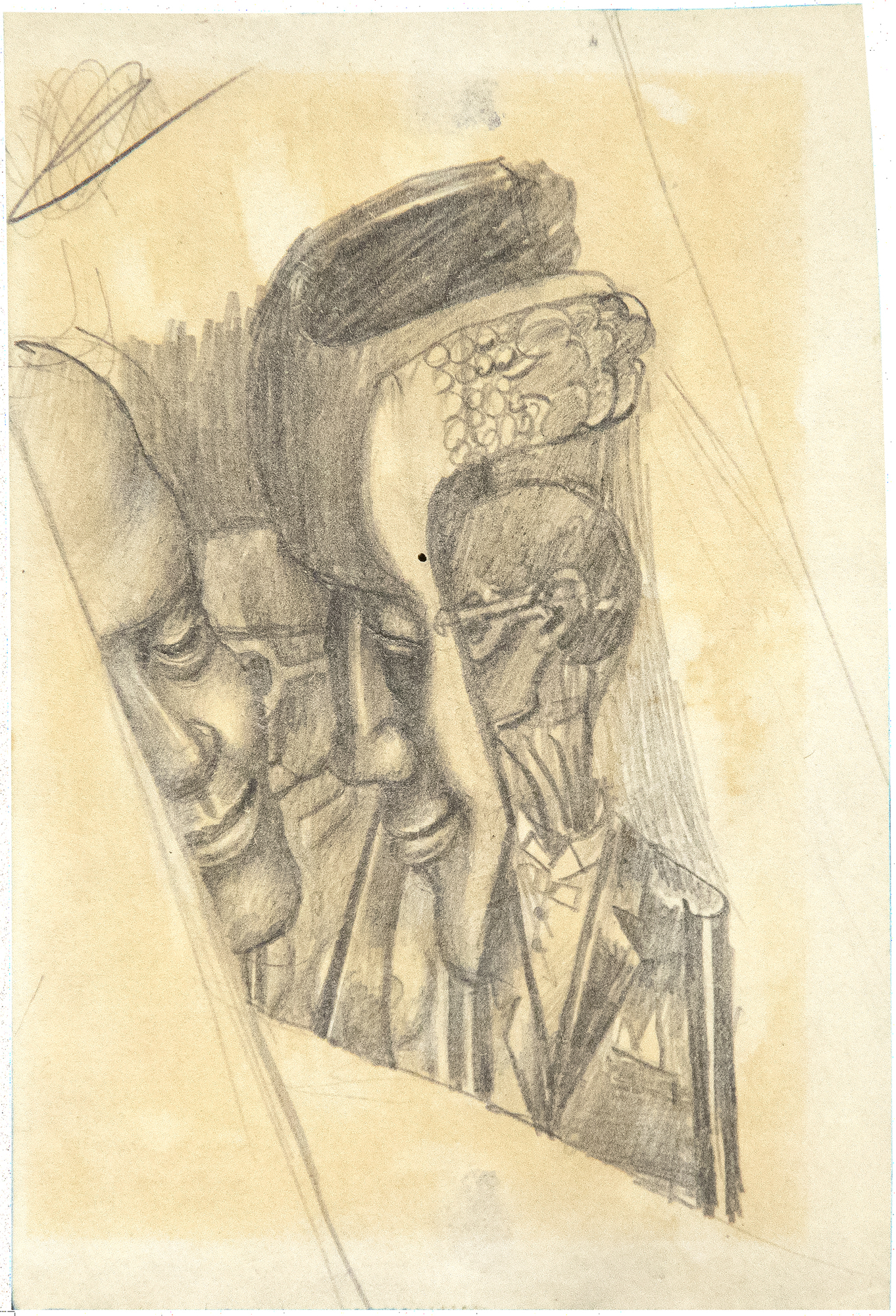 IRVING NORMAN - Untitled (Possible Study for "From Work") - graphite on paper - 5 x 3 1/2 in.