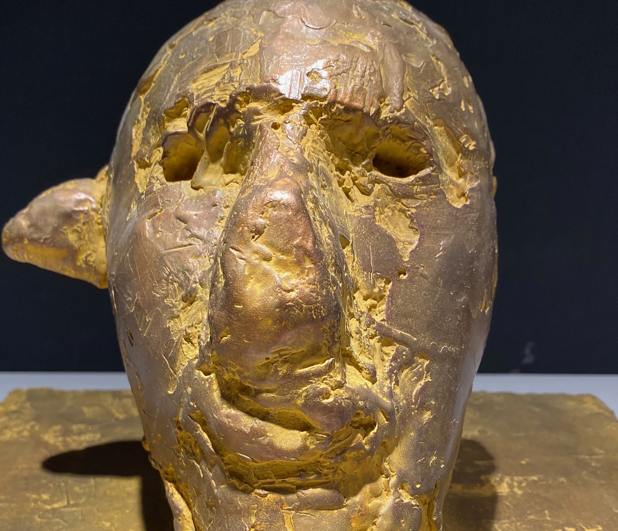 NATHAN OLIVEIRA - Mask #6 (Metallic) - bronze with acrylic - 9 x 11 3/4 x 11 3/4 in.