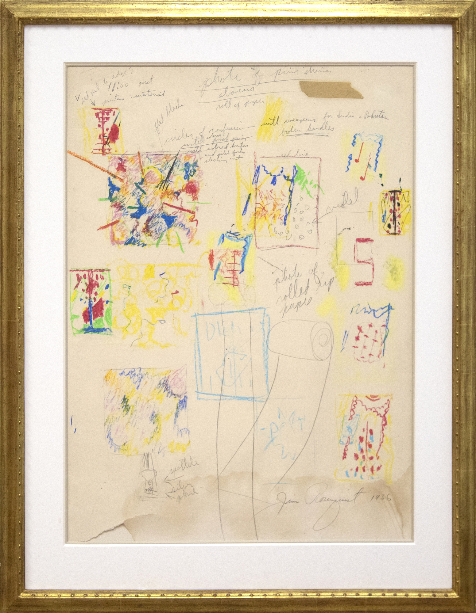 JAMES ROSENQUIST - Etude de dessin - pastel à l'huile et crayon sur papier - 35 x 22 1/2 in.