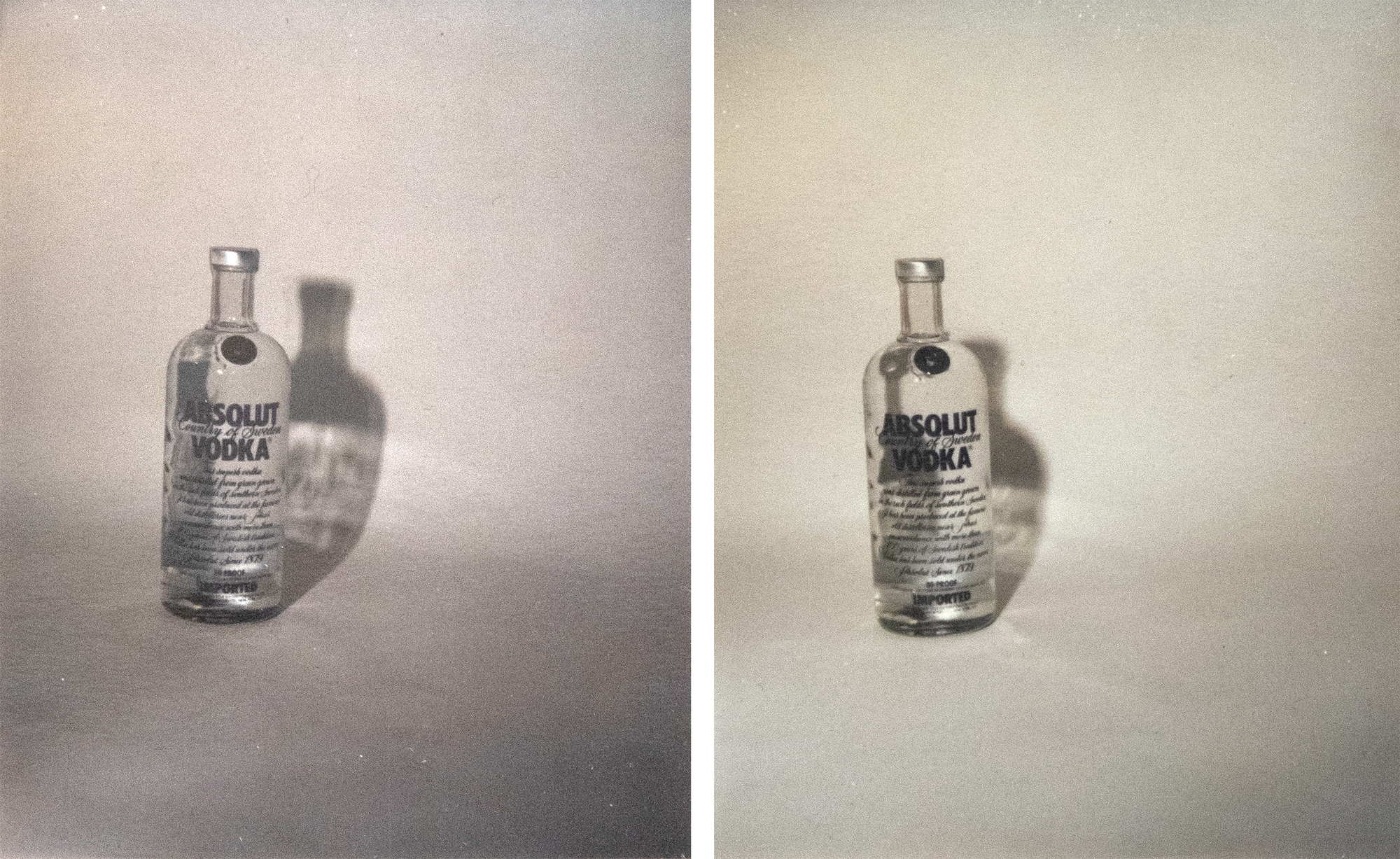 ANDY WARHOL - Vodka Absoluto - Polaroid, Polacolor - 4 1/4 x 3 3/8 in. ea.