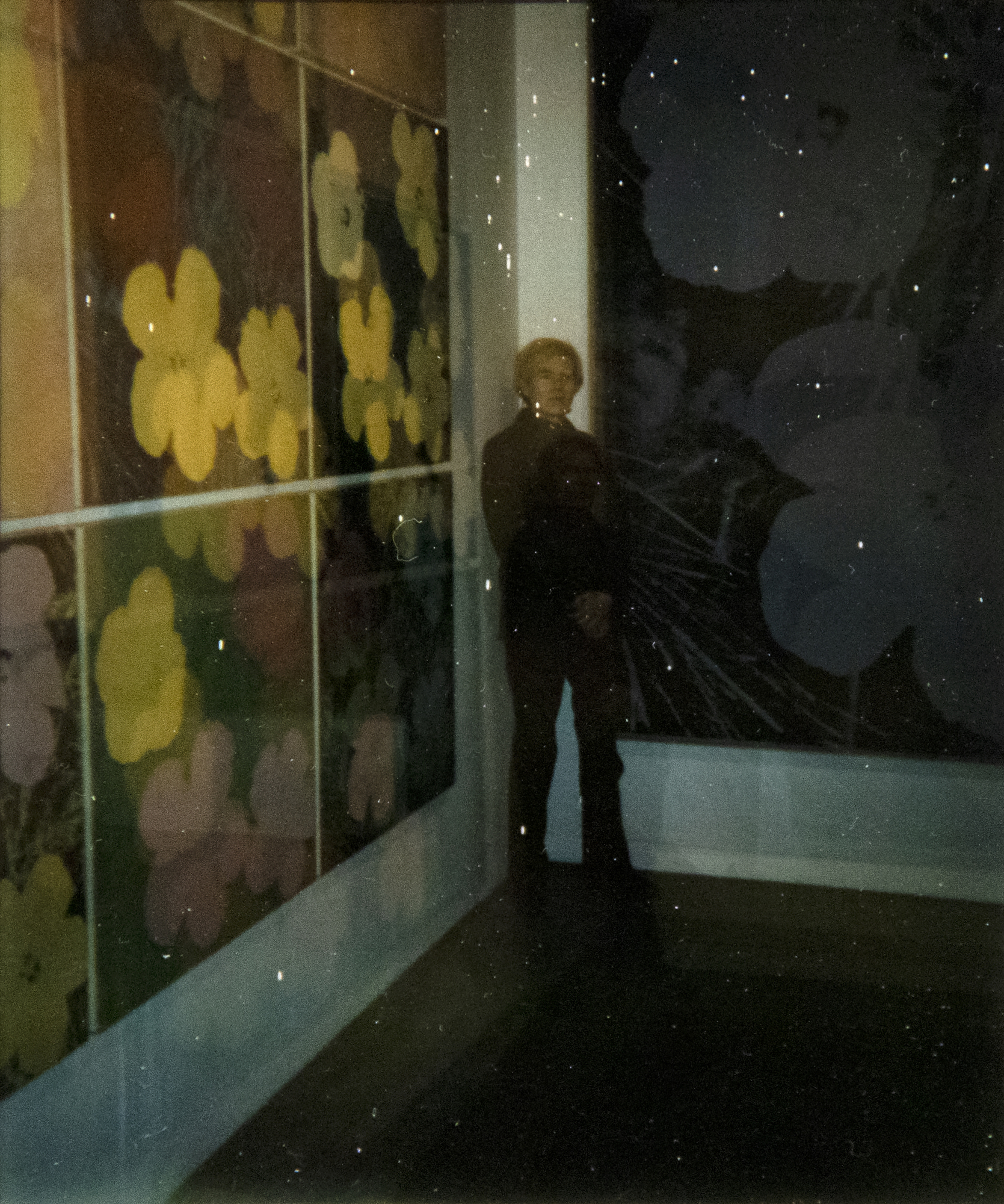 ANDY WARHOL - Self Portrait at 'Flowers' Exhibition - Polaroid, Polacolor - 4 1/4 x 3 3/8 in.