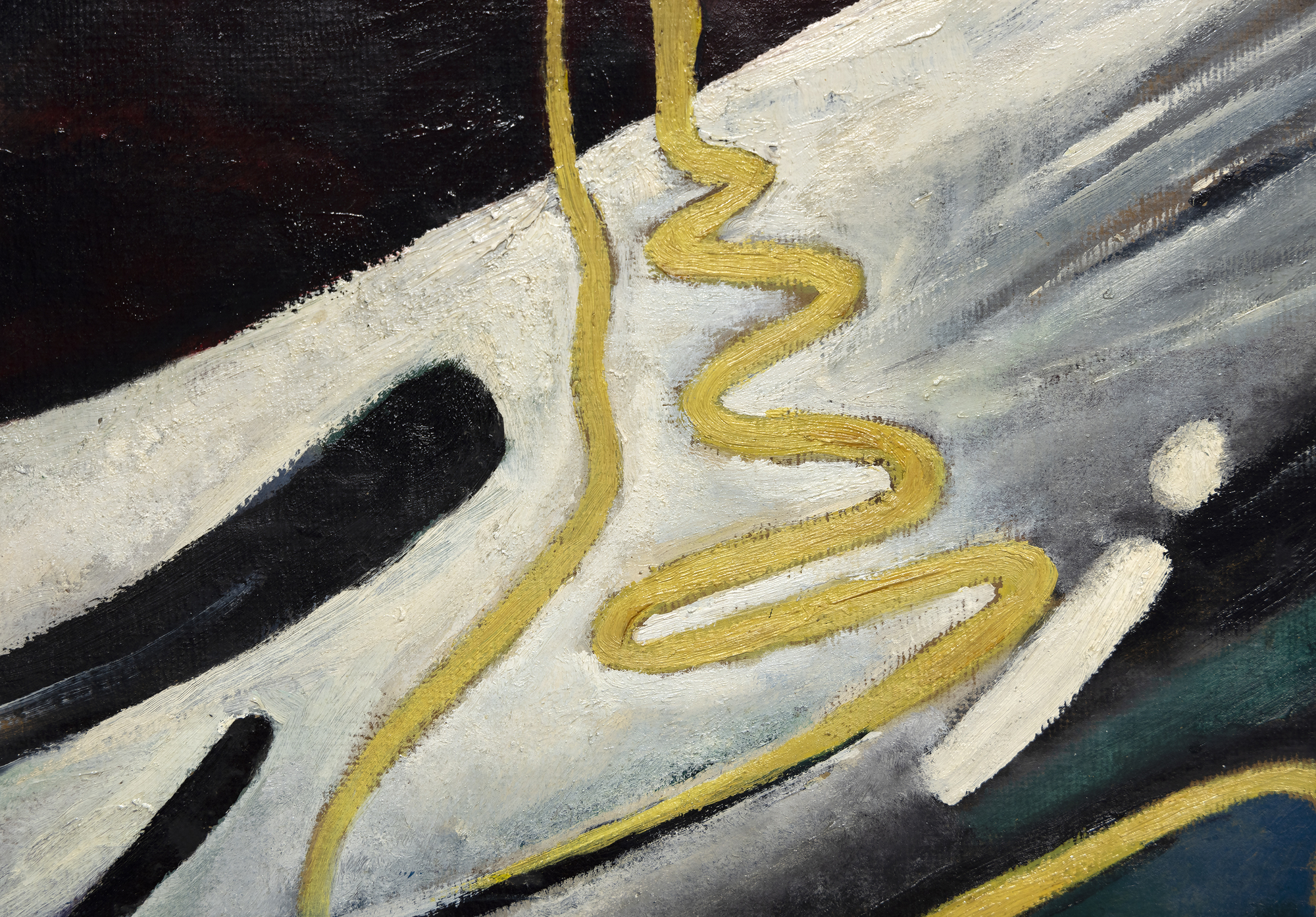 RUDOLF BAUER - Presto 10 Ruldof Bauer’s reputation as a forebear of non-objective abstraction is most often coupled with that of Wassily Kandinsky. That hallowed place within the greatest abstract artists is well deserved. But for better and worse, Bauer’s place in art history is inextricably linked to the ill-fated contract he signed with Soloman R. Guggenheim with the guidance of his former lover, Hilla Rebay. Presto 10 was created in 1917 when Bauer was a fixture at Galerie Der Sturm, the Berlin gallery and likely exhibited at one of the artist’s solo exhibitions in 1917, 1918, and 1920. It was also among the paintings chosen by Bauer and Hilla Rebay to be included at the New York World’s Fair “Art of Tomorrow” exhibition that opened 1 June 1939. It is listed in the fifth catalogue of the Solomon R. Guggenheim collection of non-objective paintings.