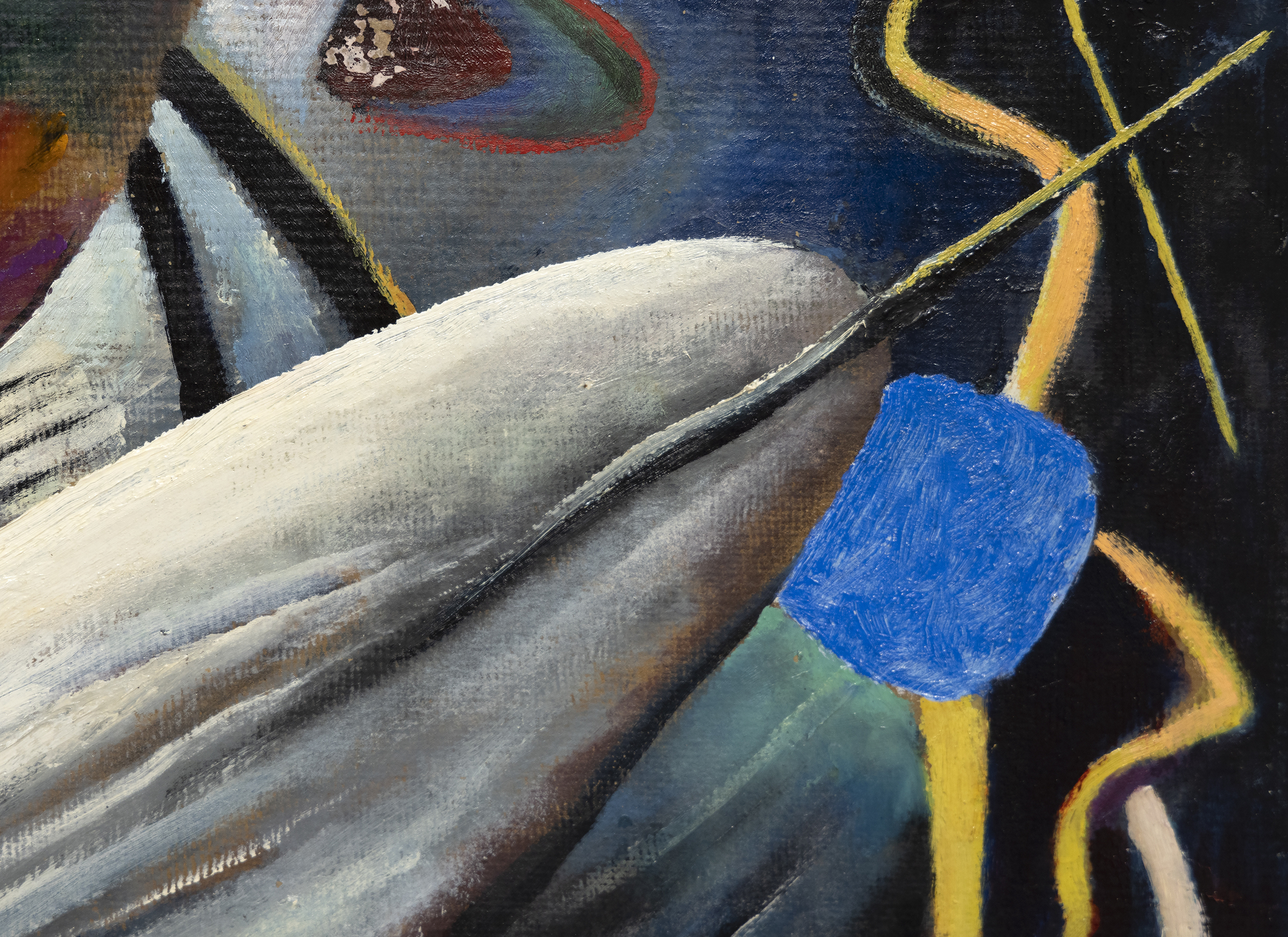 RUDOLF BAUER - Presto 10 Ruldof Bauer’s reputation as a forebear of non-objective abstraction is most often coupled with that of Wassily Kandinsky. That hallowed place within the greatest abstract artists is well deserved. But for better and worse, Bauer’s place in art history is inextricably linked to the ill-fated contract he signed with Soloman R. Guggenheim with the guidance of his former lover, Hilla Rebay. Presto 10 was created in 1917 when Bauer was a fixture at Galerie Der Sturm, the Berlin gallery and likely exhibited at one of the artist’s solo exhibitions in 1917, 1918, and 1920. It was also among the paintings chosen by Bauer and Hilla Rebay to be included at the New York World’s Fair “Art of Tomorrow” exhibition that opened 1 June 1939. It is listed in the fifth catalogue of the Solomon R. Guggenheim collection of non-objective paintings.
