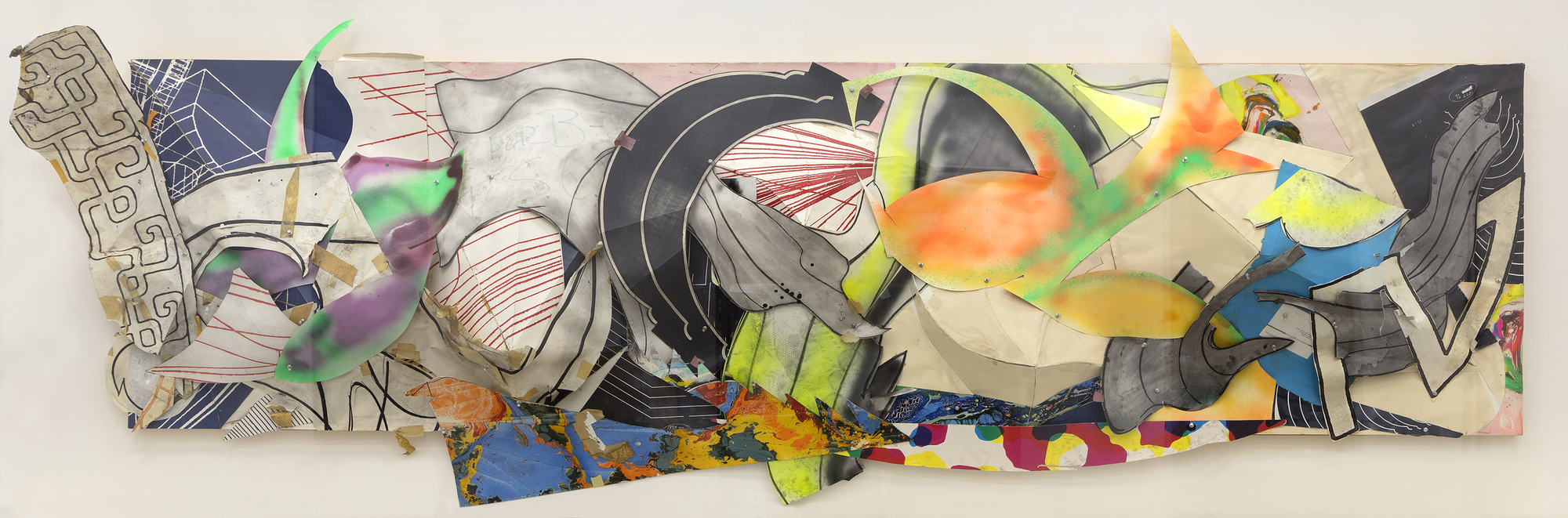 FRANK STELLA - Untitled FRANK STELLA - Untitled - three dimensional mixed media on board, mounted on wood - 43 x 128 x 12 in.