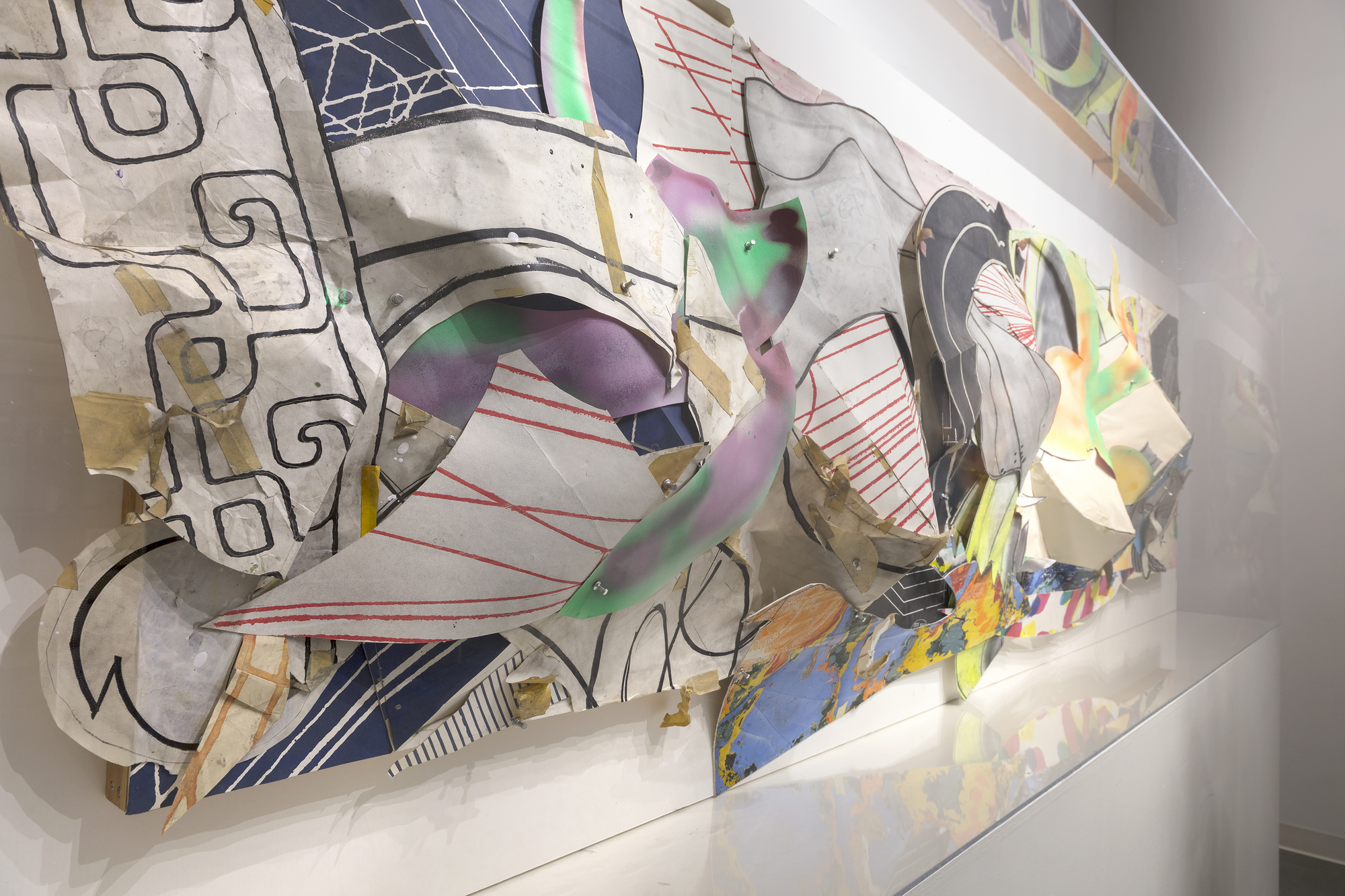 FRANK STELLA - Untitled - three dimensional mixed media on board, mounted on wood - 43 x 128 x 12 in.