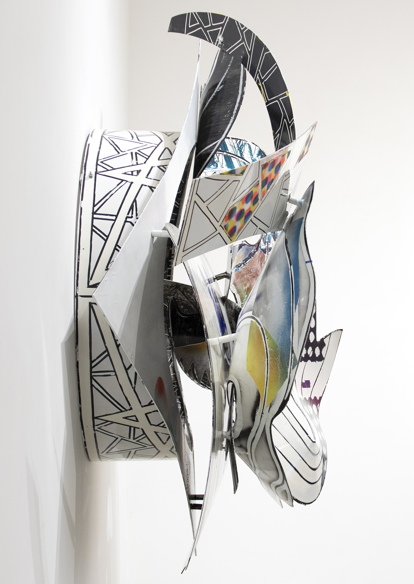 FRANK STELLA - The Musket - mixed media on aluminum - 74 1/2 x 77 1/2 x 33 in.