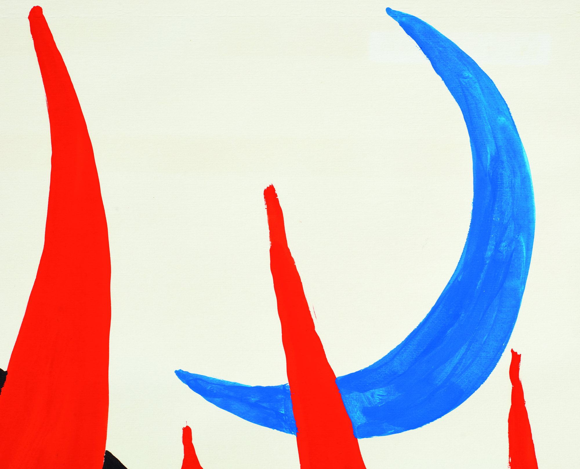 ALEXANDER CALDER - Red Petals, Blue Moon - gouache and ink on paper - 29 1/2 x 43 1/4 in.