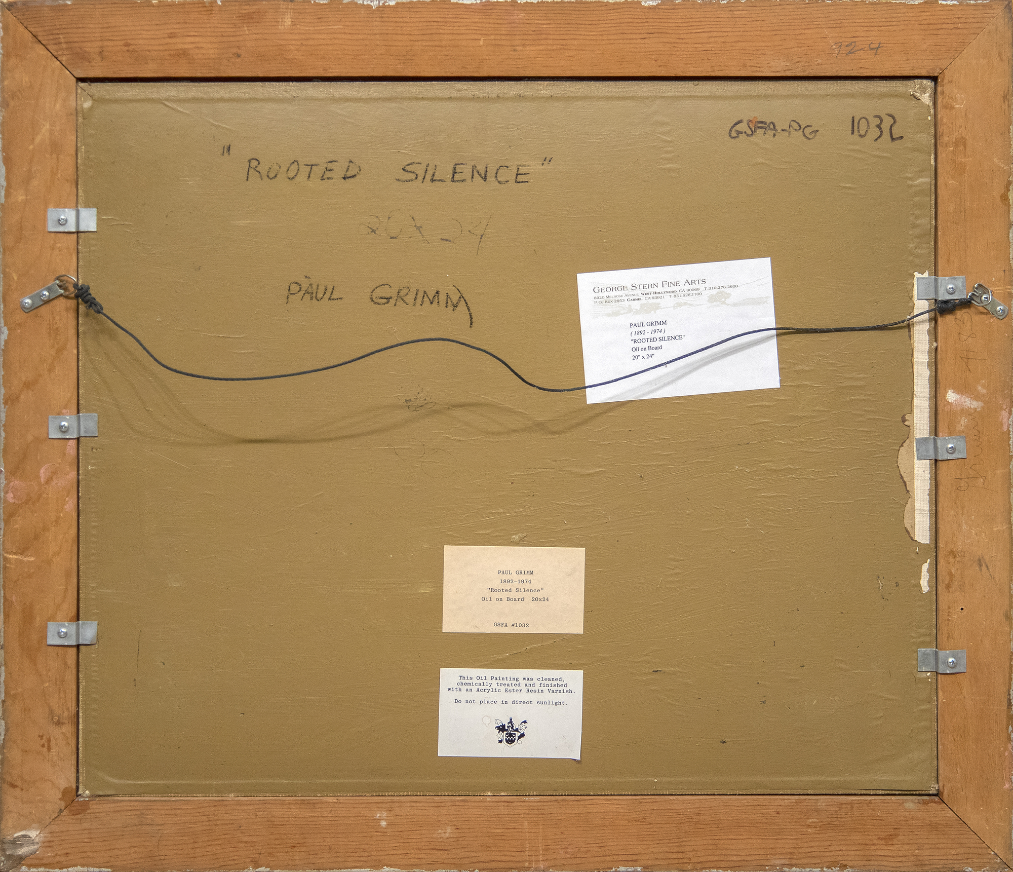 פול גרים - שתיקה מושרשת - שמן על הסיפון - 20 x 24 אינץ'.