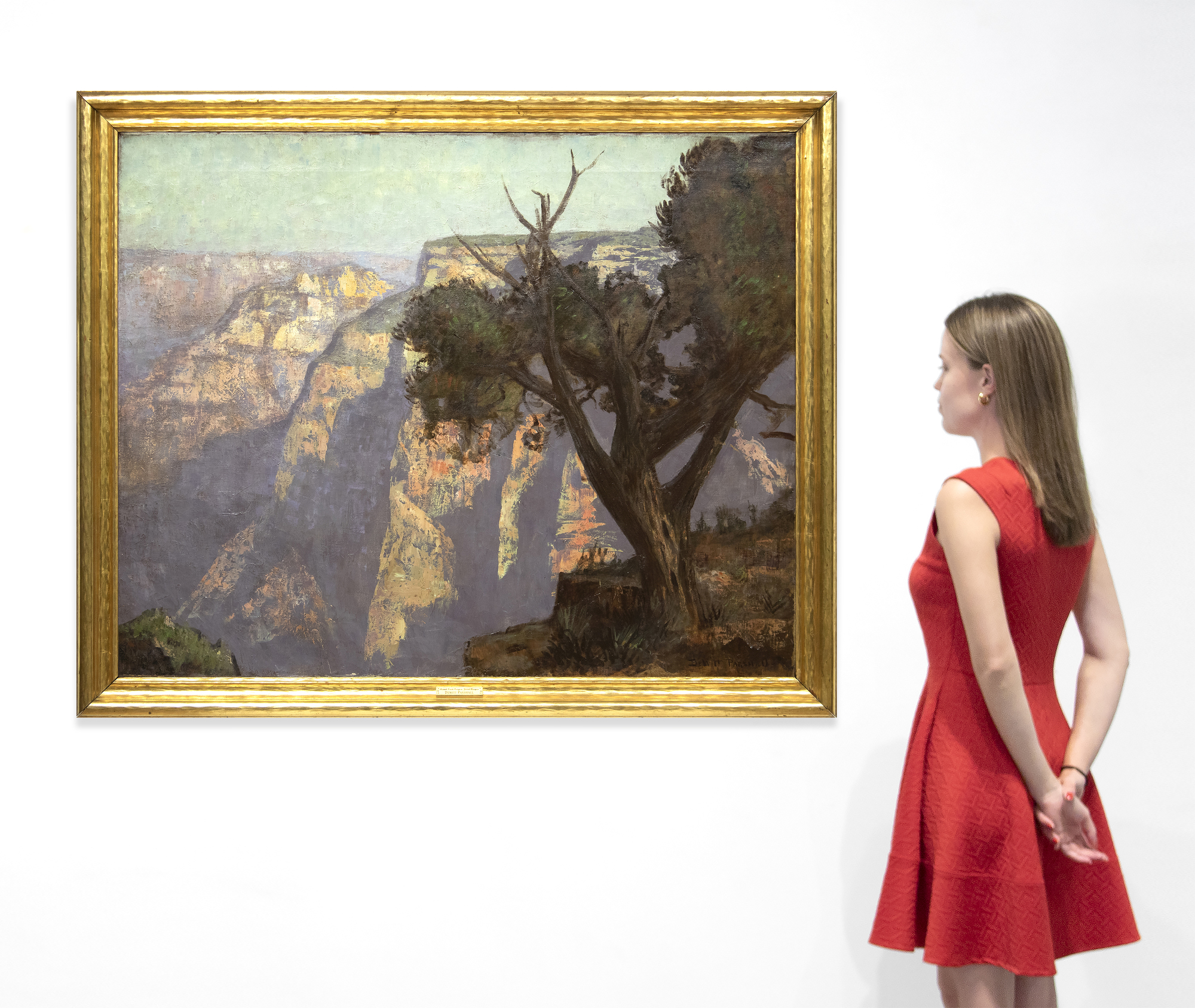 DEWITT PARSHALL - קניון הנזיר קריק, גרנד קניון - שמן על בד - 40 3/4 x 50 אינץ'.