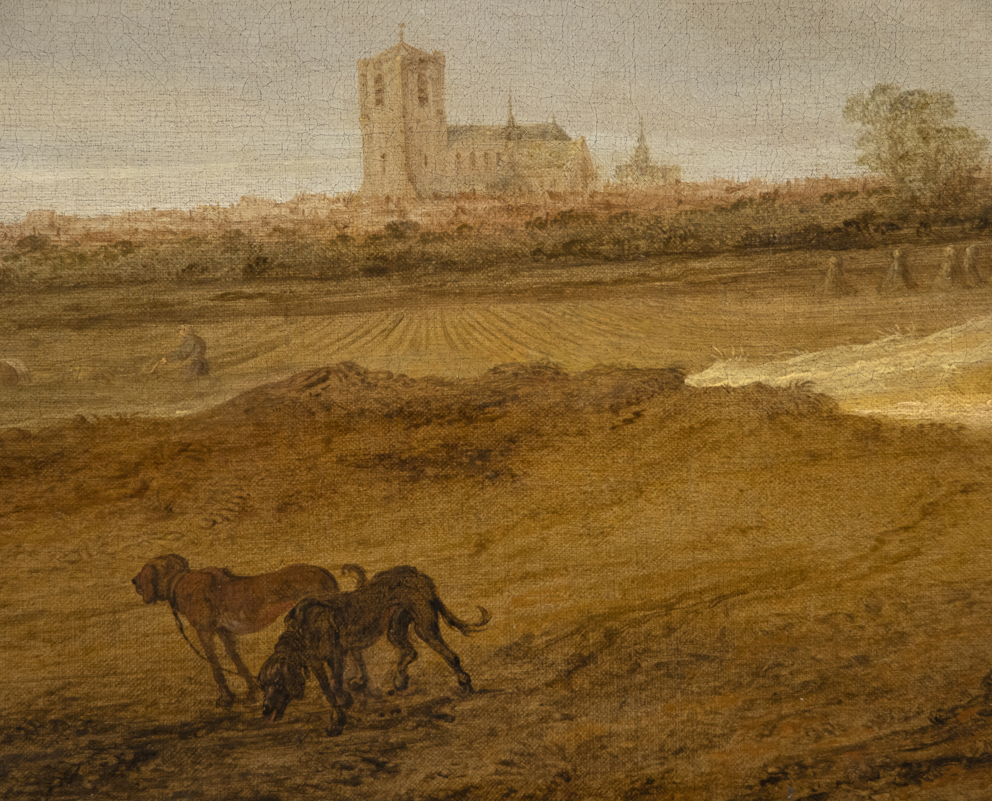SALOMON VAN RUYSDAEL - A Dune Landscape with Figures Resting and a Couple on Horseback, a View of Nijmegen Cathedral Beyond SALOMON VAN RUYSDAEL - A Dune Landscape with Figures Resting and a Couple on Horseback, a View of Nijmegen Cathedral Beyond - oil on canvas - 26 1/2 x 41 1/2 in.