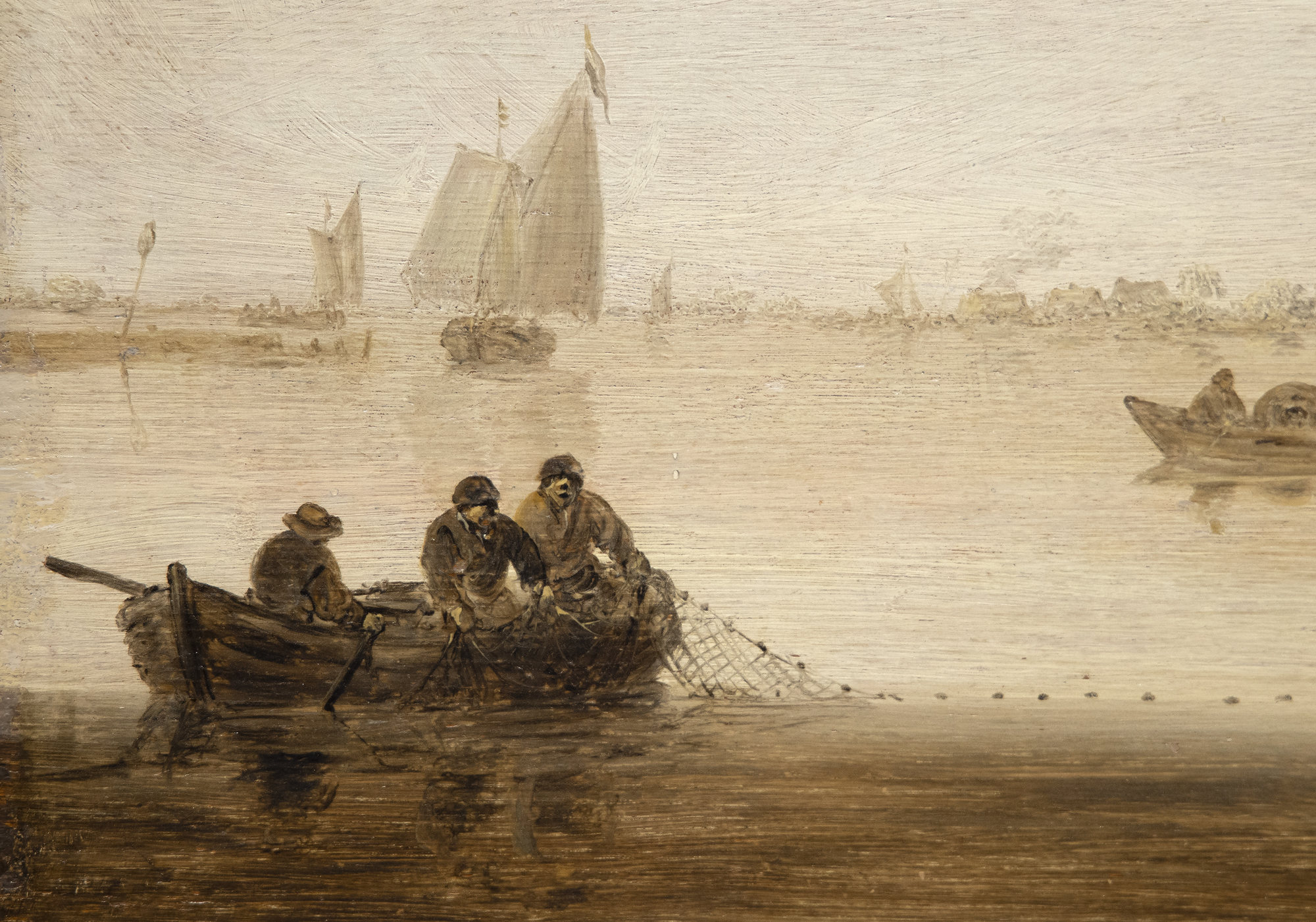 JAN JOSEPHSZOON فان GOYEN - المناظر الطبيعية النهر مع طاحونة وكنيسة - النفط على لوحة - 22 1/2 × 31 3/4 في.